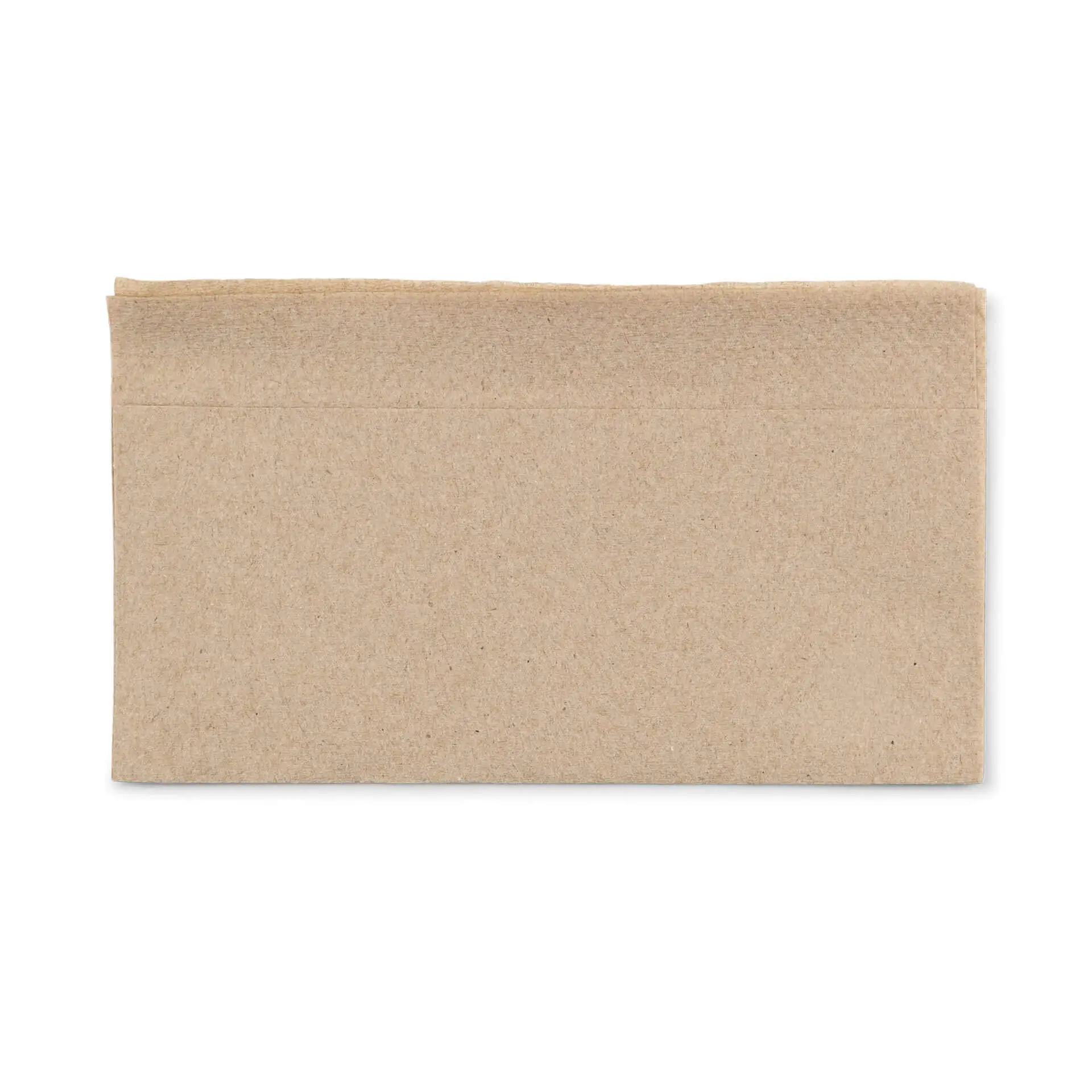 Tovagliolo di carta rettangolare non sbiancato, 32 x 32 cm, con simbolo di riciclo verde e testo nell'angolo in basso a destra.