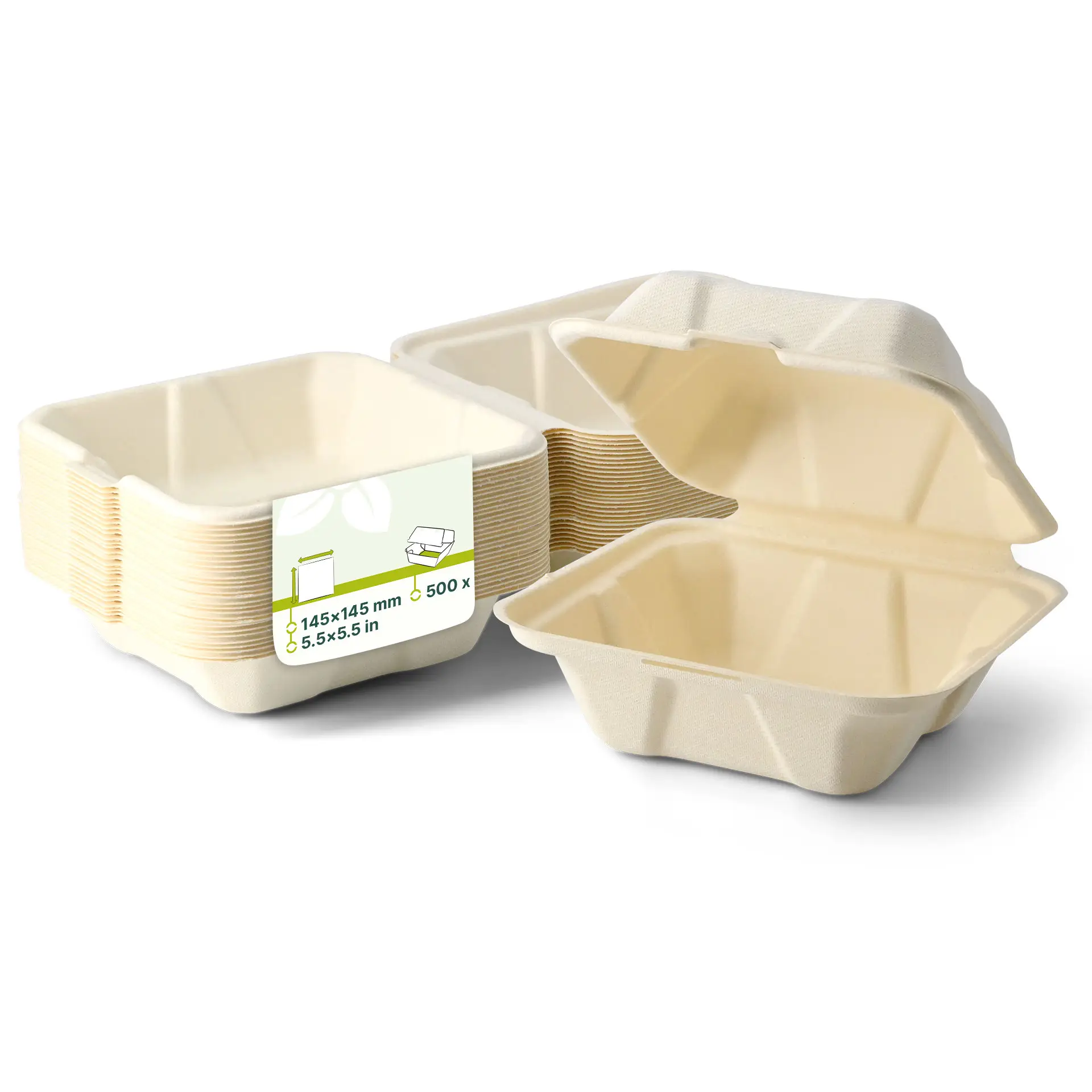 Holzfaser-Burger-Boxen 14,5 x 14,5 x 7 cm, quadratisch