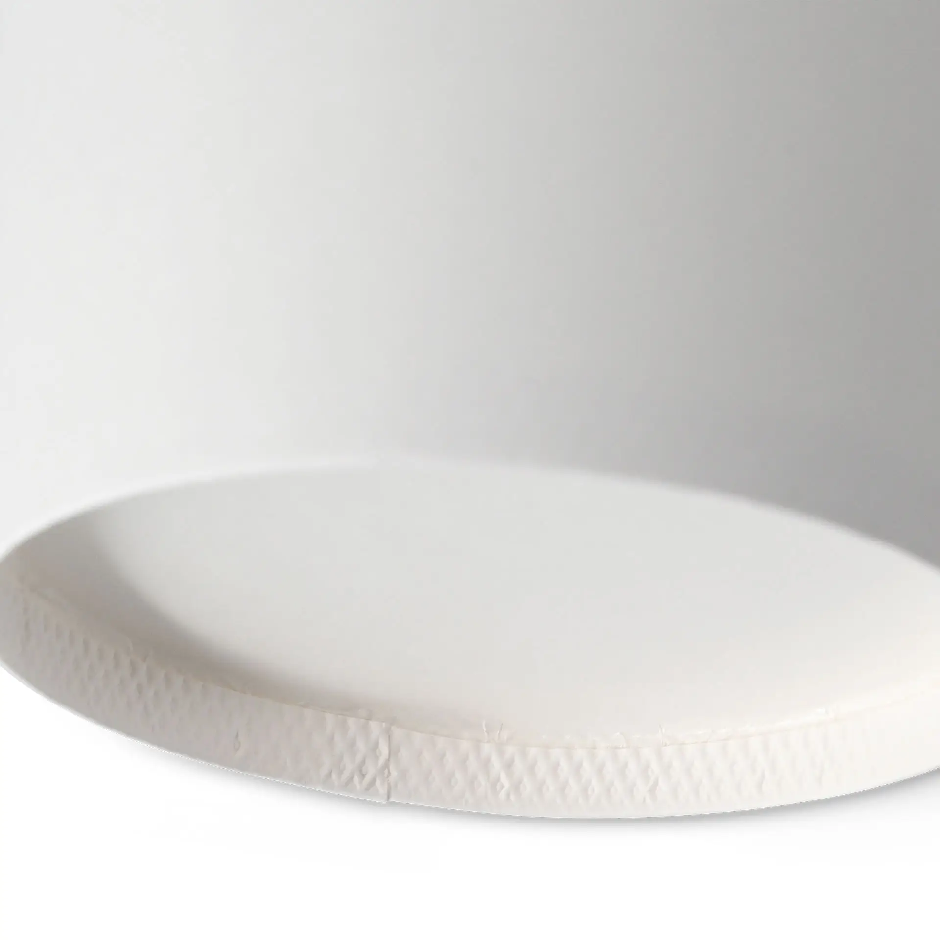 Bicchiere di cartone bianco per zuppa da asporto, 16 oz, con bordo liscio e rivestimento in PLA biodegradabile.