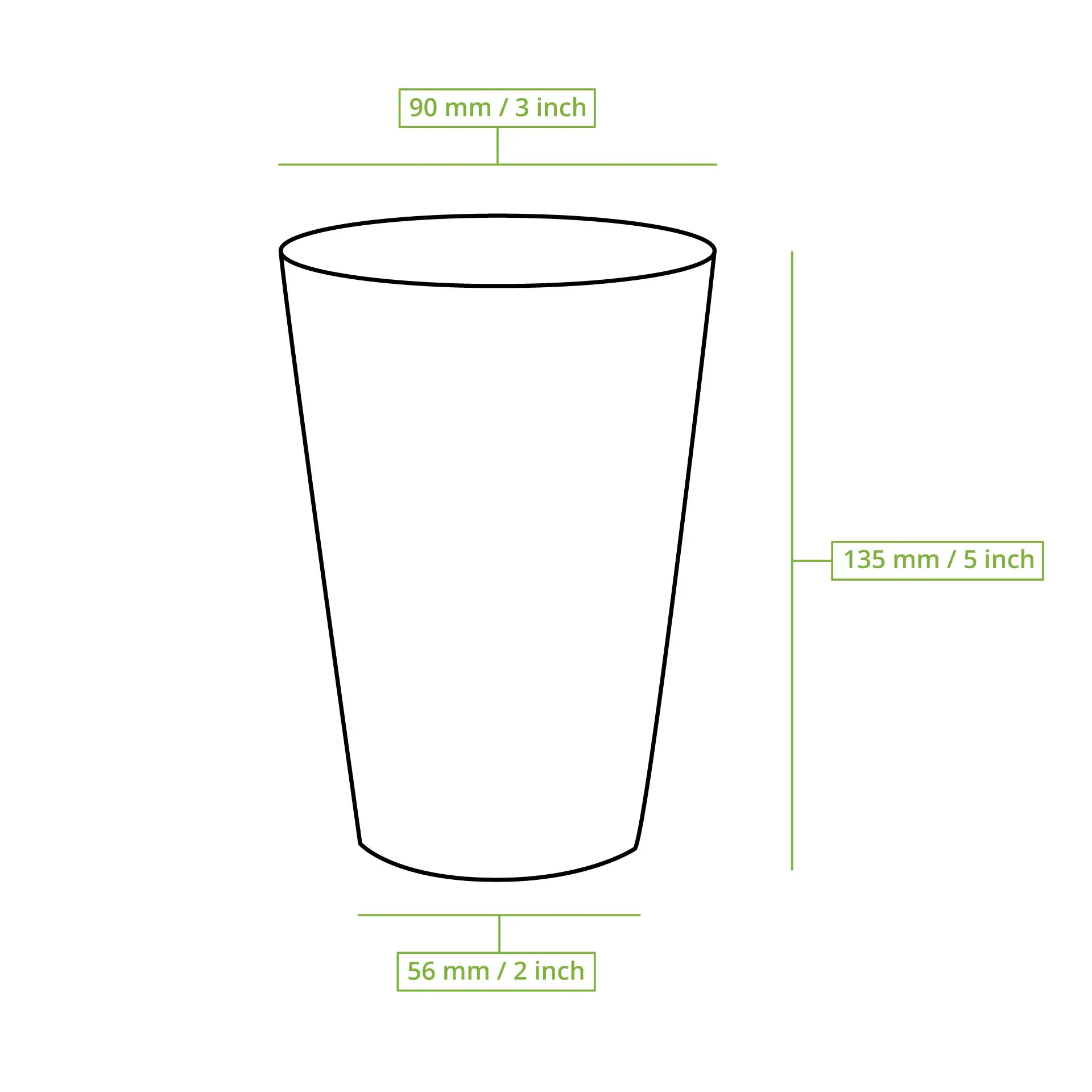 Bicchiere di carta 400 ml / 16 oz, Ø 90 mm, monostrato, marrone, con rivestimento in PLA