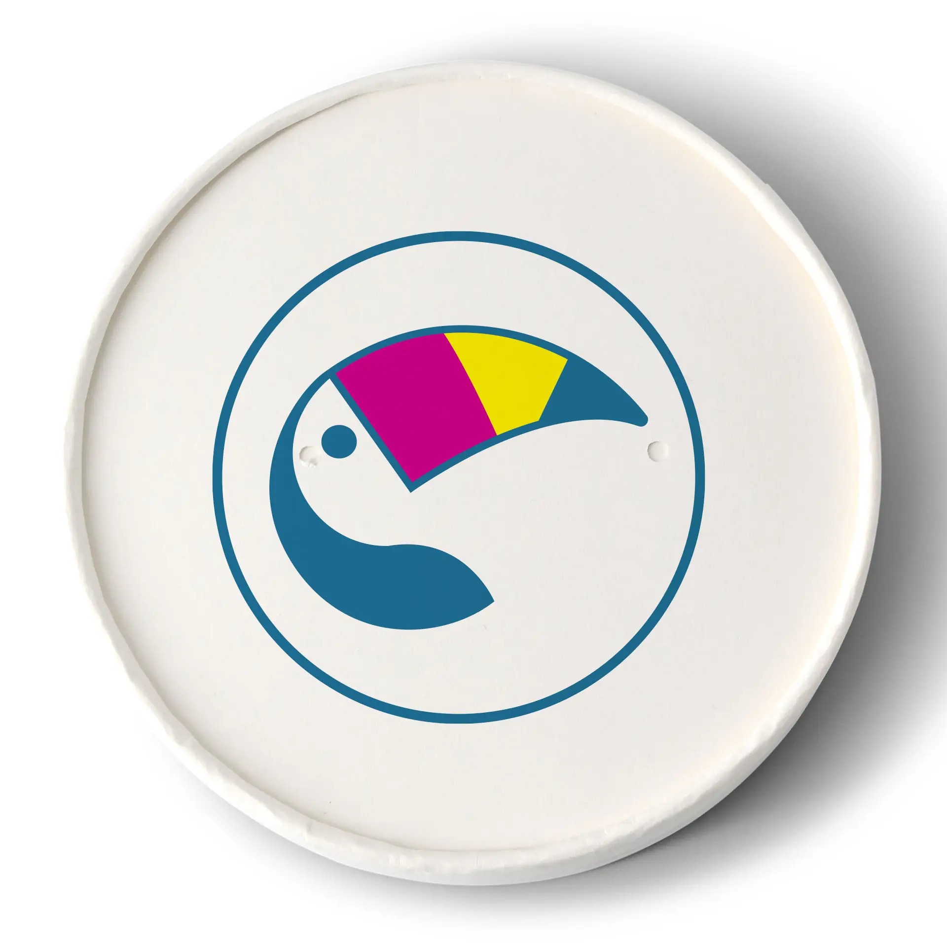 Bedruckte Membrandeckel für Suppenbecher, ⌀ 115 mm, weiß, PE-beschichtet