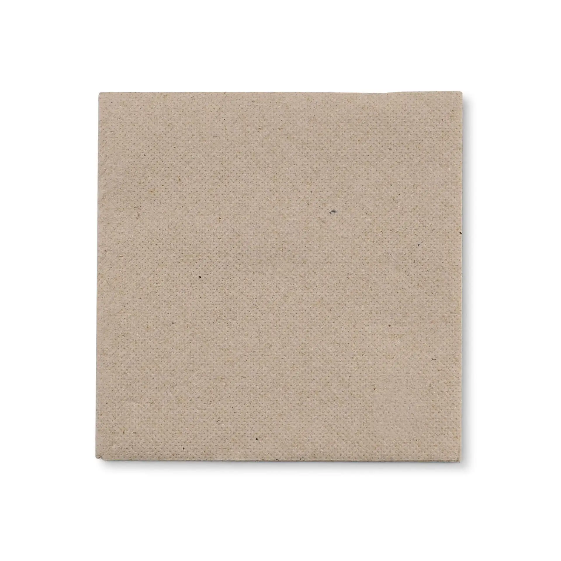 Tovagliolo in carta riciclata non sbiancata, quadrato, 25 x 25 cm, 2 veli, con simbolo che indica materiale 100% riciclato.