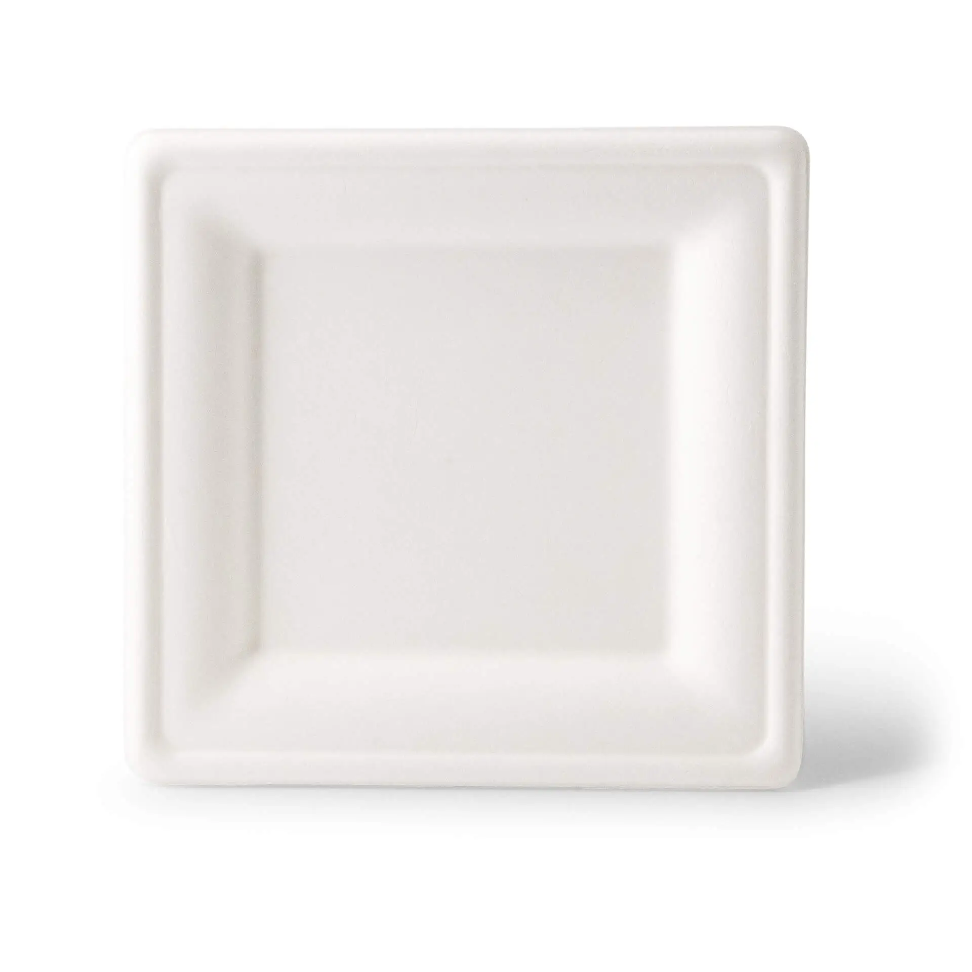 Piatto quadrato bianco in canna da zucchero, 20 x 20 cm, adatto per cibi caldi e freddi, biodegradabile, design moderno.