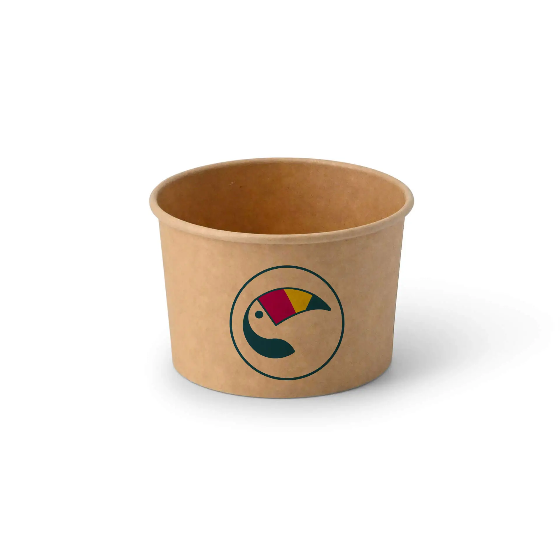 Cup di gelato marrone con logo, adatta per 200 ml, con rivestimento in PE. Coperchio sicuro disponibile opzionale.