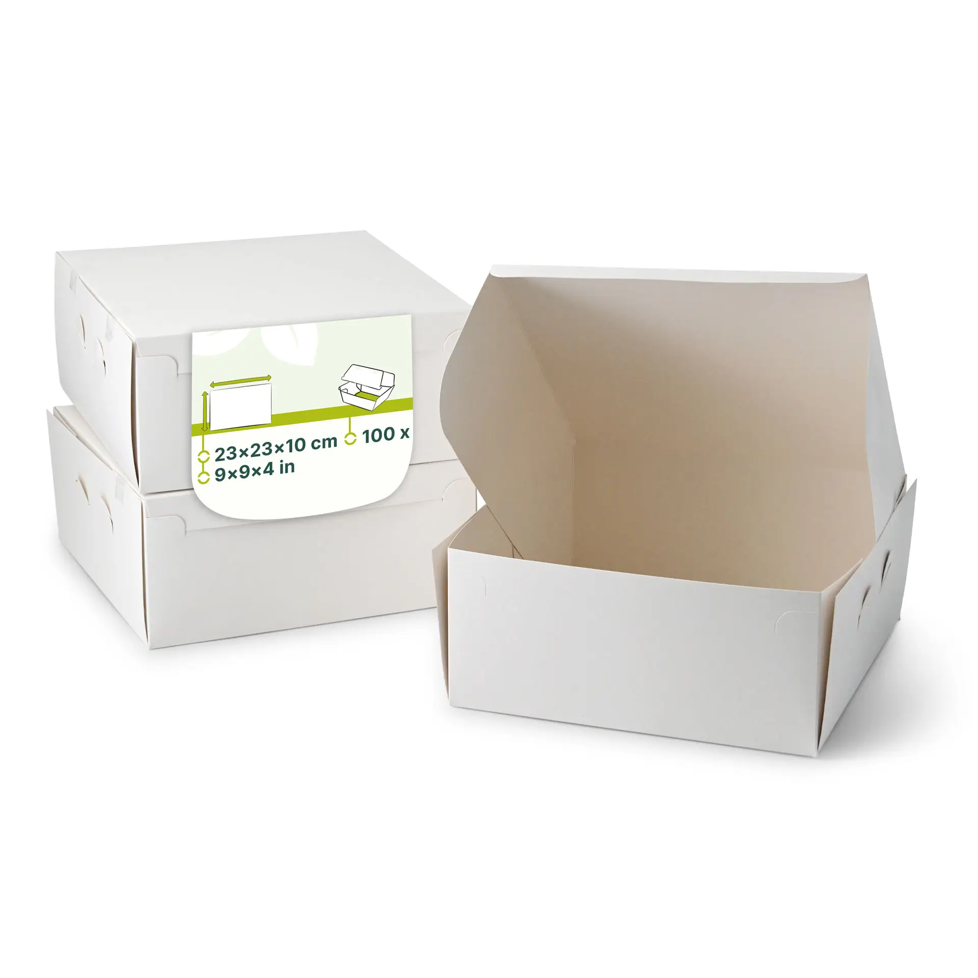 Tortenkarton M, 23 x 23 x 10 cm, weiß
