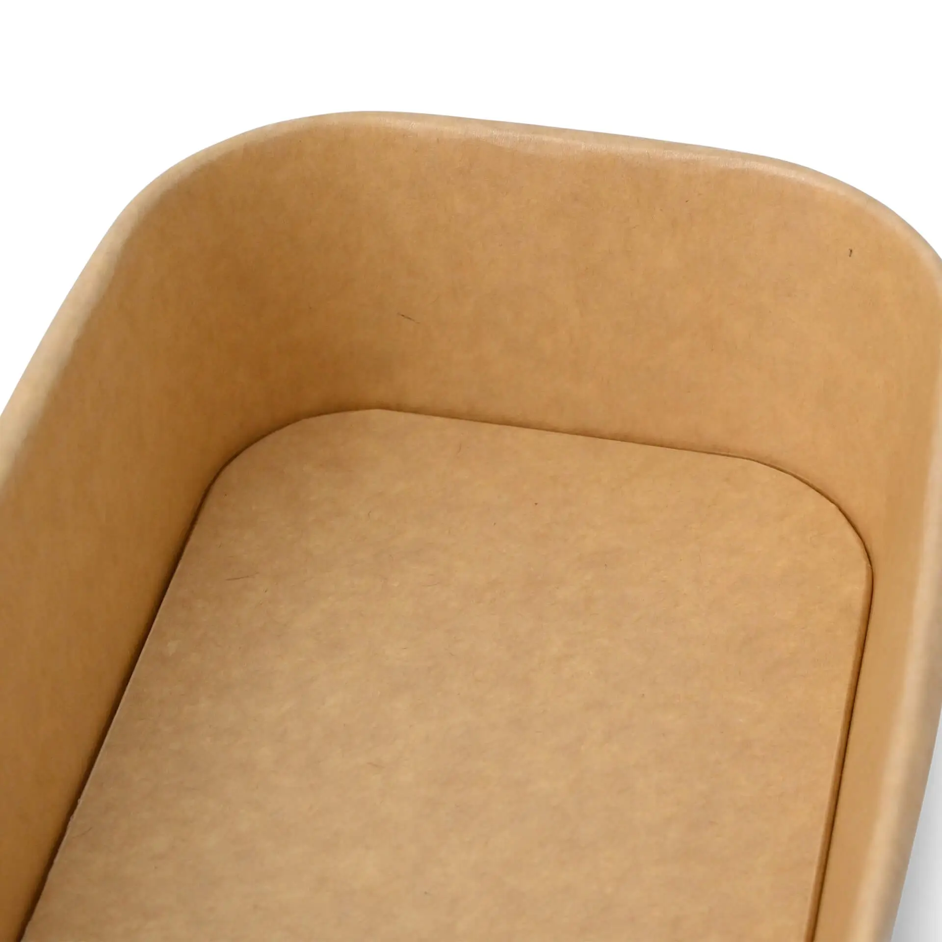 Contenitore alimentare in kraft rettangolare, adatto per piatti caldi e freddi, con rivestimento in PLA, biodegradabile e compostabile.