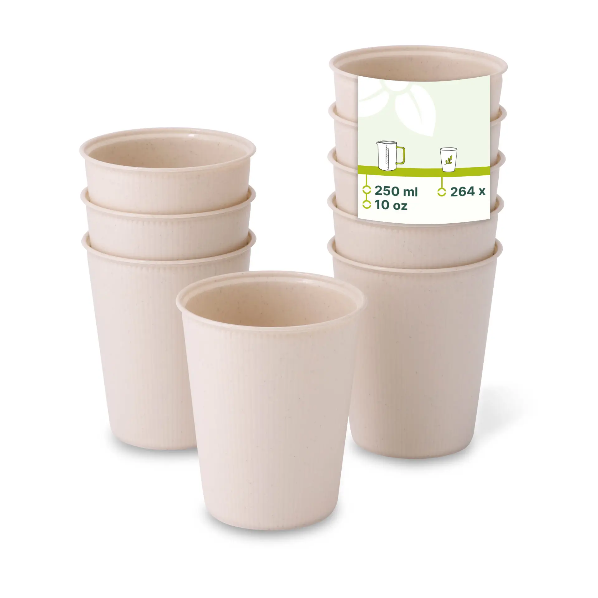 Mehrweg Riffelbecher 250 ml / 10 oz, Ø 80 mm, creme-weiß