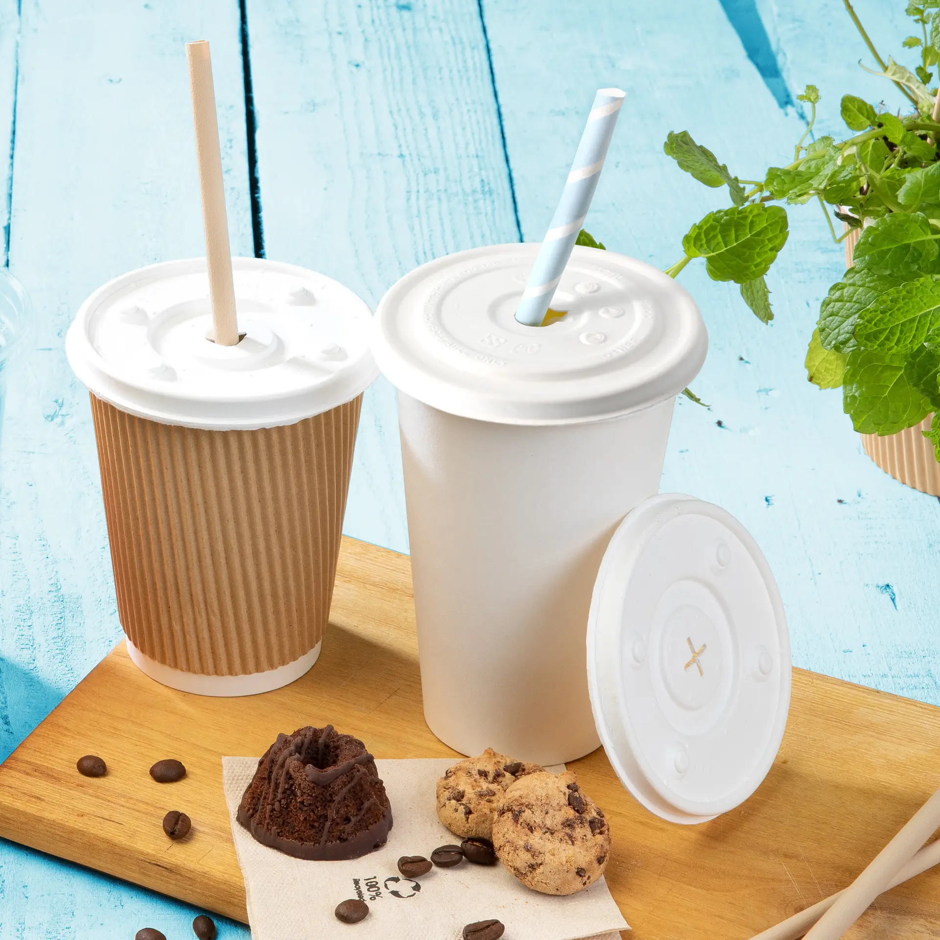 Papp-Flachdeckel Ø 90 mm, weiß, Halmkreuz