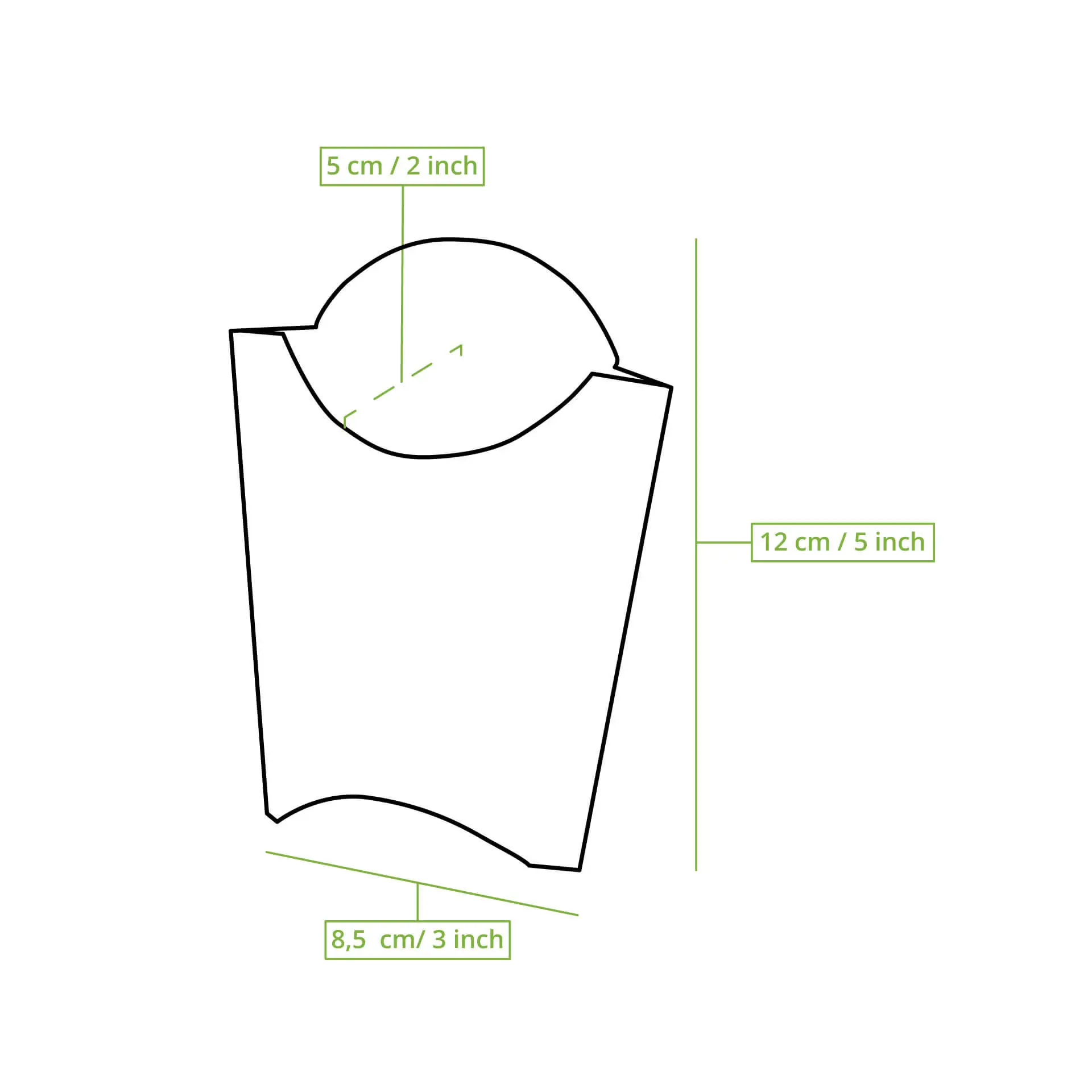 Pommes Schütten aus Karton 8,5 x 5 x 12 cm, braun