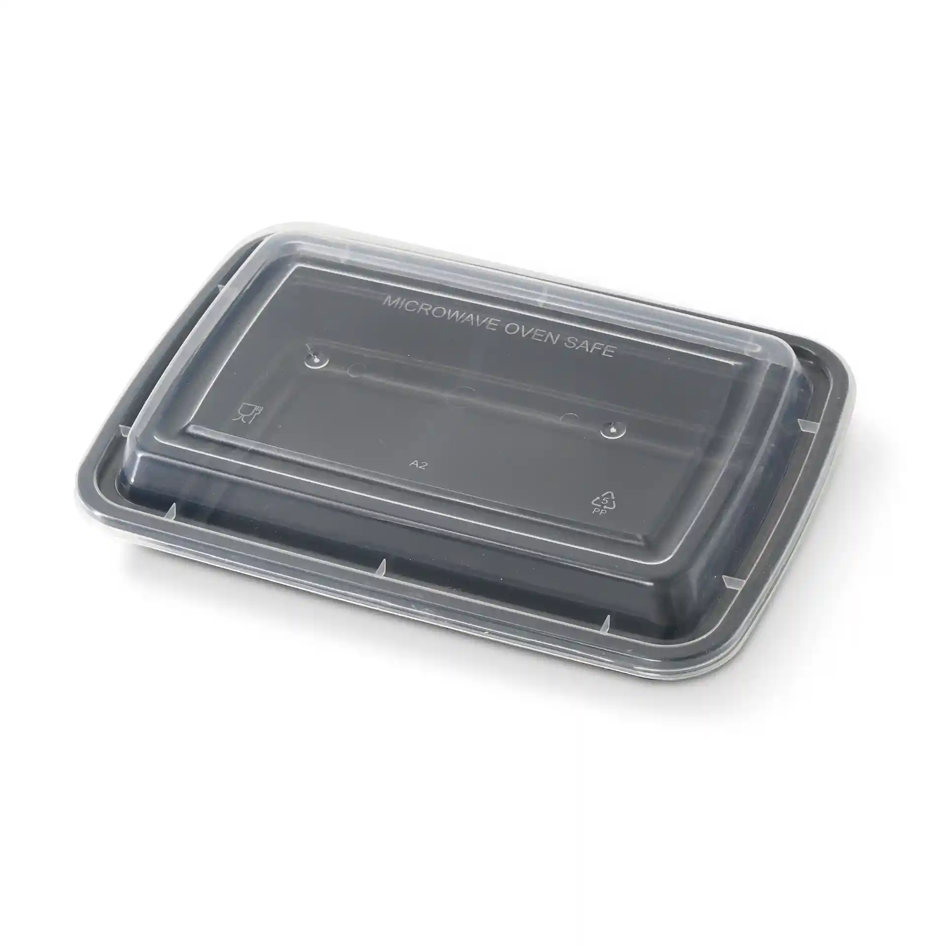 Coperchio rettangolare trasparente riutilizzabile in polipropilene, misura 187 mm per 128 mm.