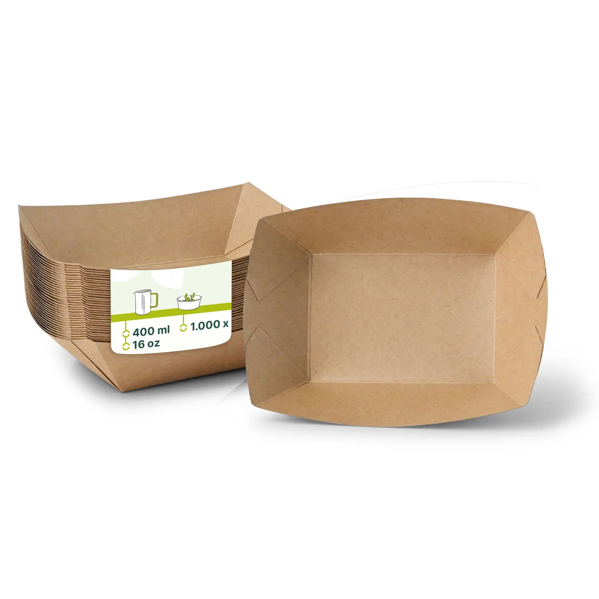 Snackschalen aus Karton (Premium) 400 ml, braun, bio-beschichtet