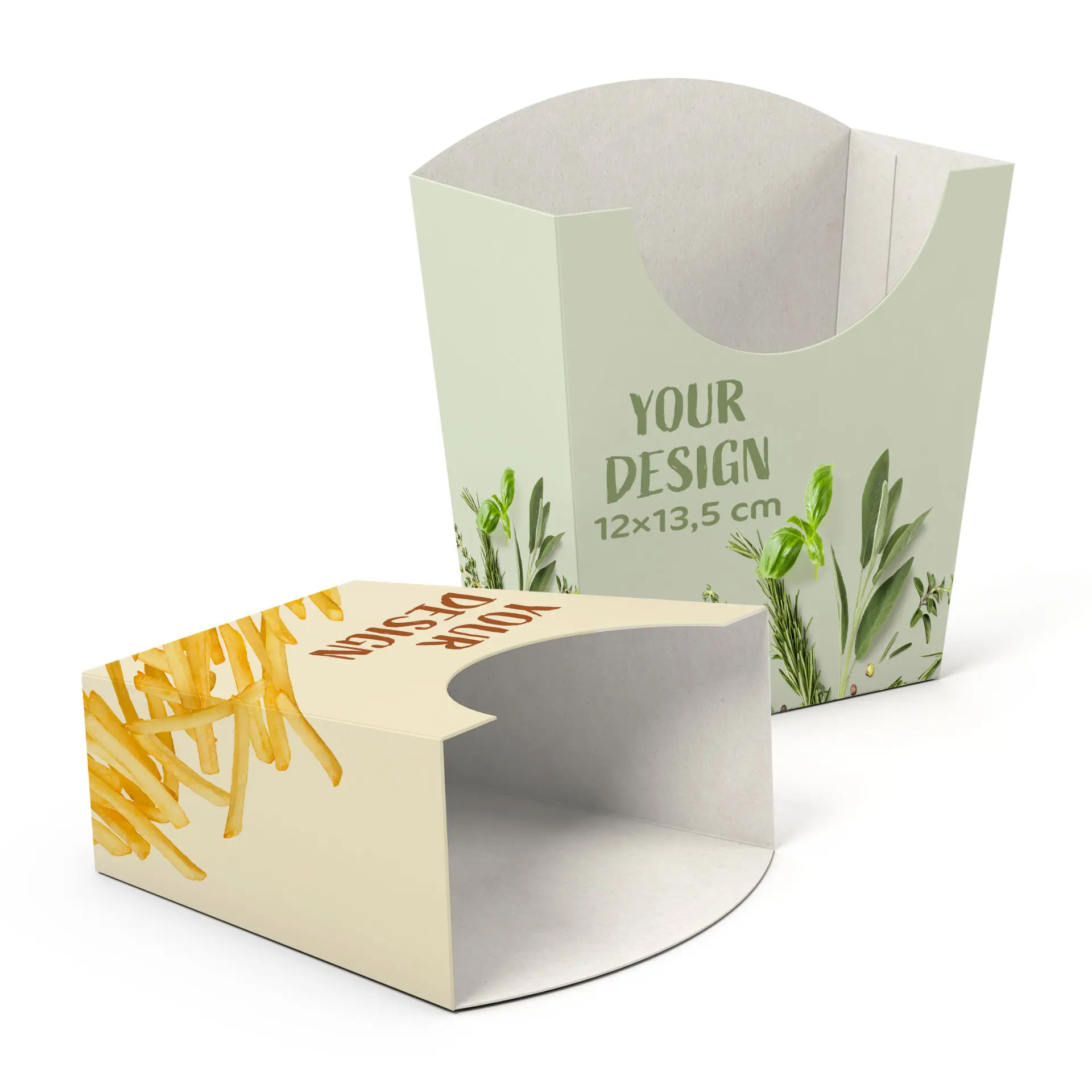 Scatole per patatine personalizzate, 12 x 5,9 x 13,5 cm, bianche, rettangolari