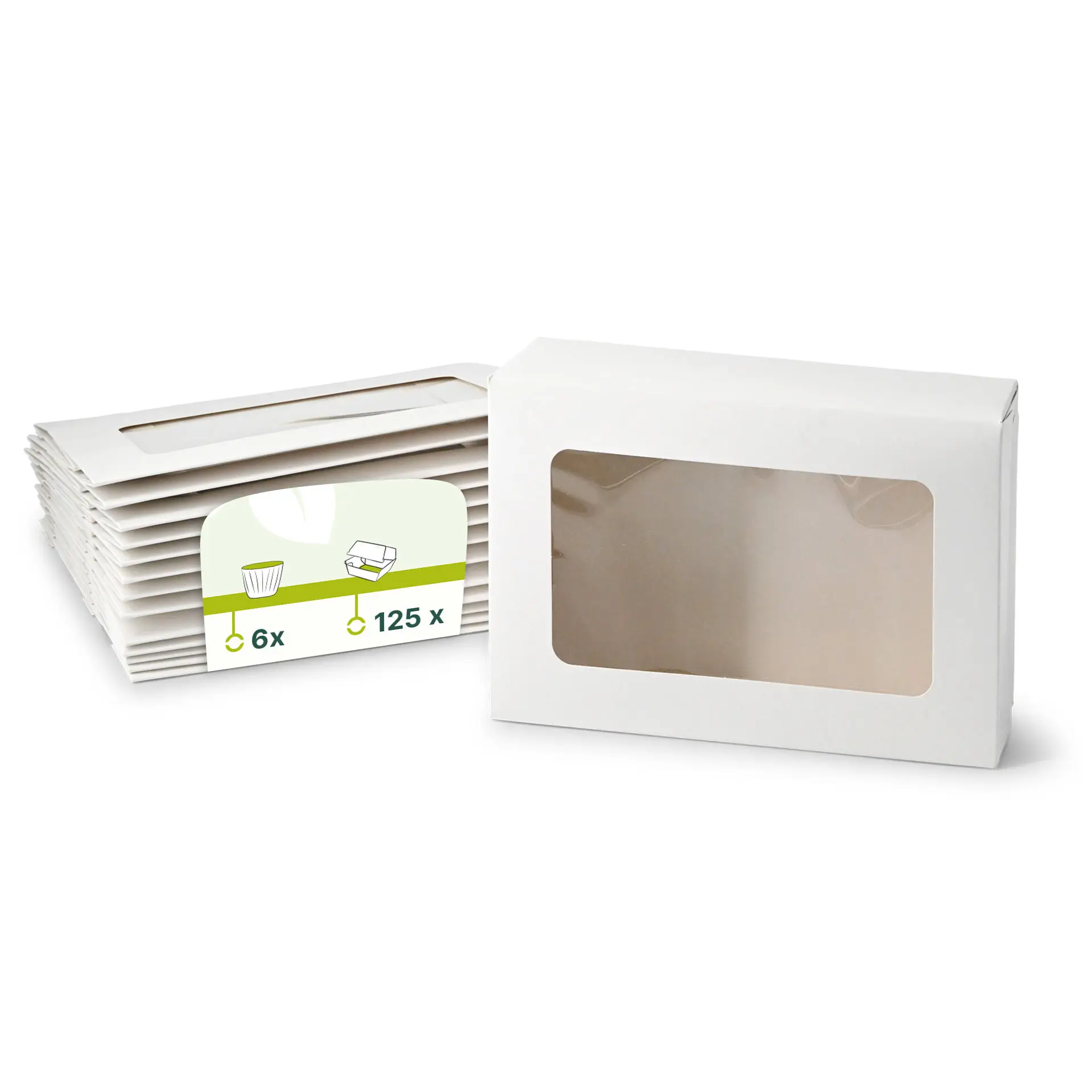 Cupcake Boxen (6er), Zellulose-Fenster, weiß