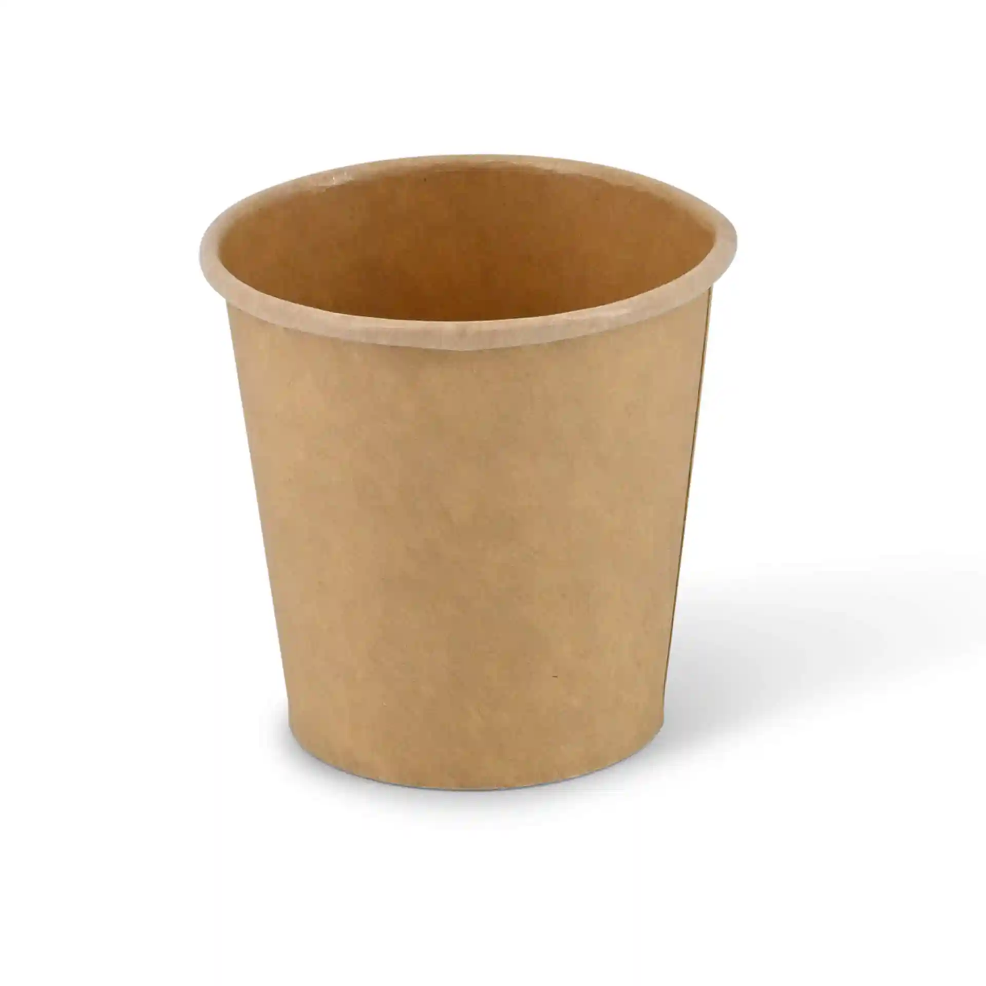 Contenitore deli rotondo in cartone marrone, alto 61 mm e con un diametro superiore di 62 mm.