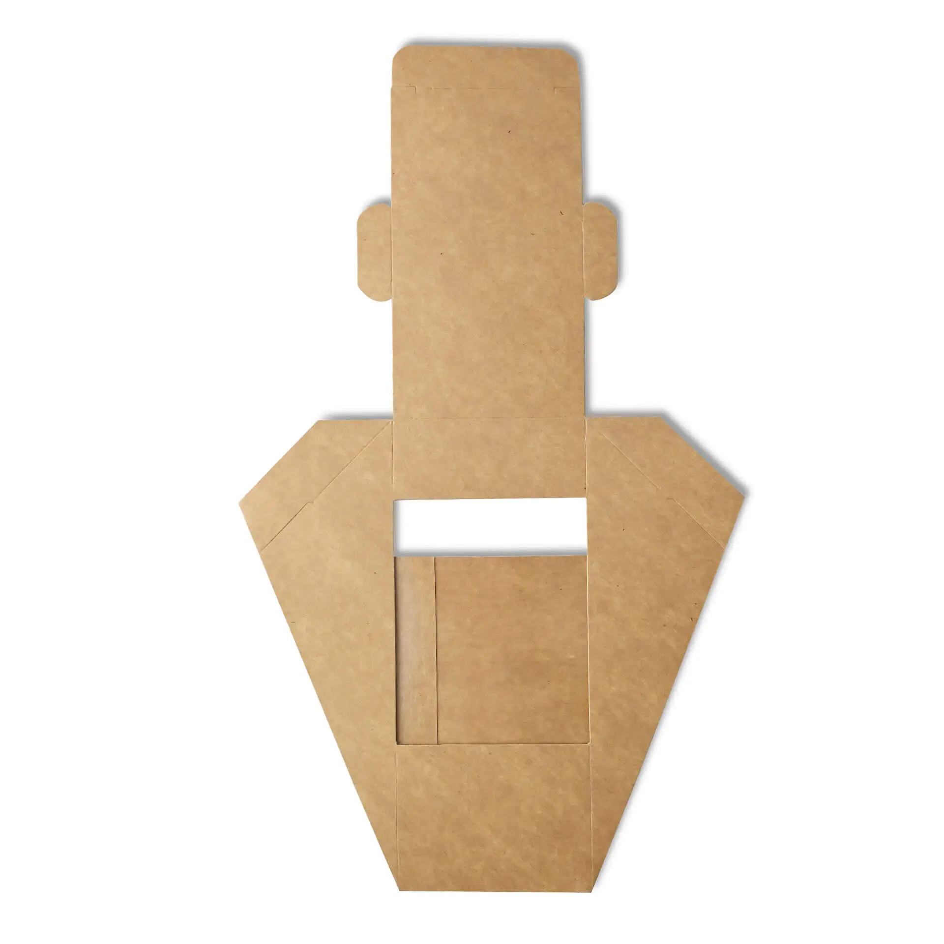 Cuneo sandwich in cartone riciclato marrone con finestra in PLA per esporre i panini; design sostenibile per opzioni da asporto.