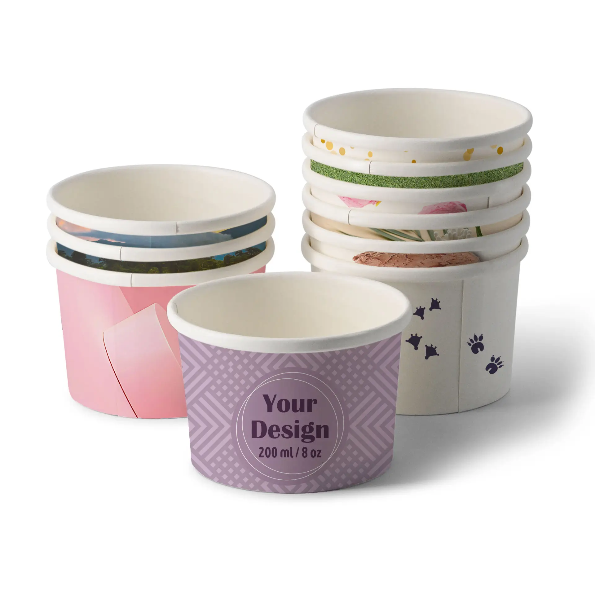 Suppenbecher to go bedruckt, 200 ml, Ø 90 mm, weiß, PE-beschichtet