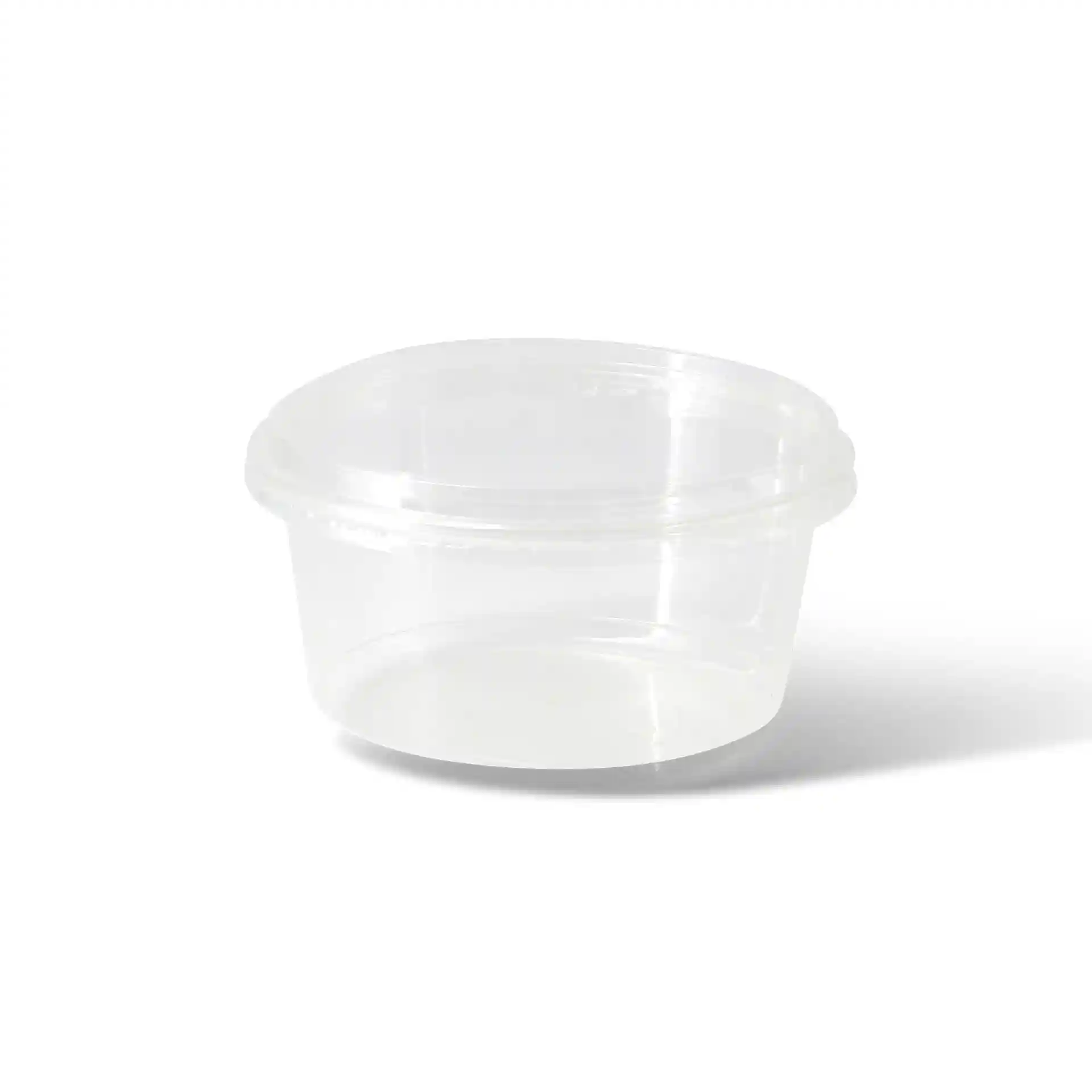 Contenitore rotondo trasparente con capacità di 700 ml e diametro di 143 mm.