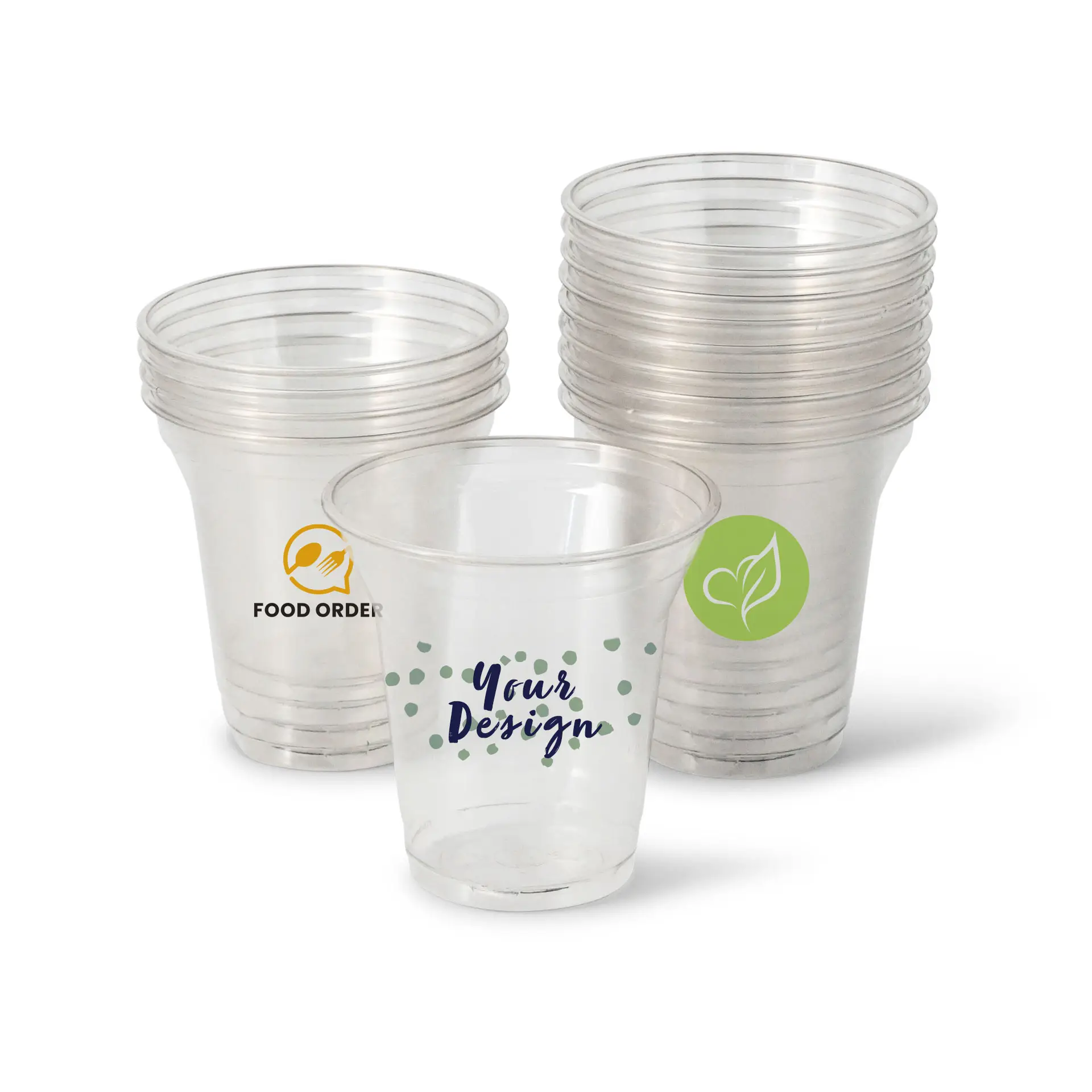 Bicchieri di plastica personalizzati 200 ml / 8 oz, trasparenti, rPET