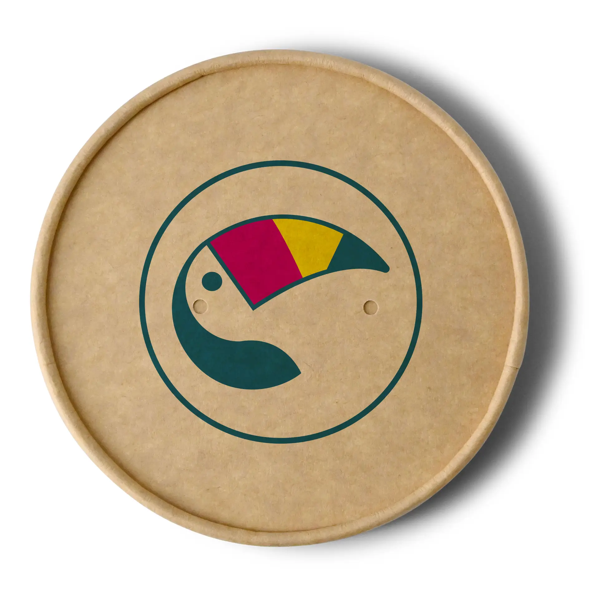 Bedruckte Membrandeckel für Suppenbecher, ⌀ 95 mm, braun, PLA-beschichtet