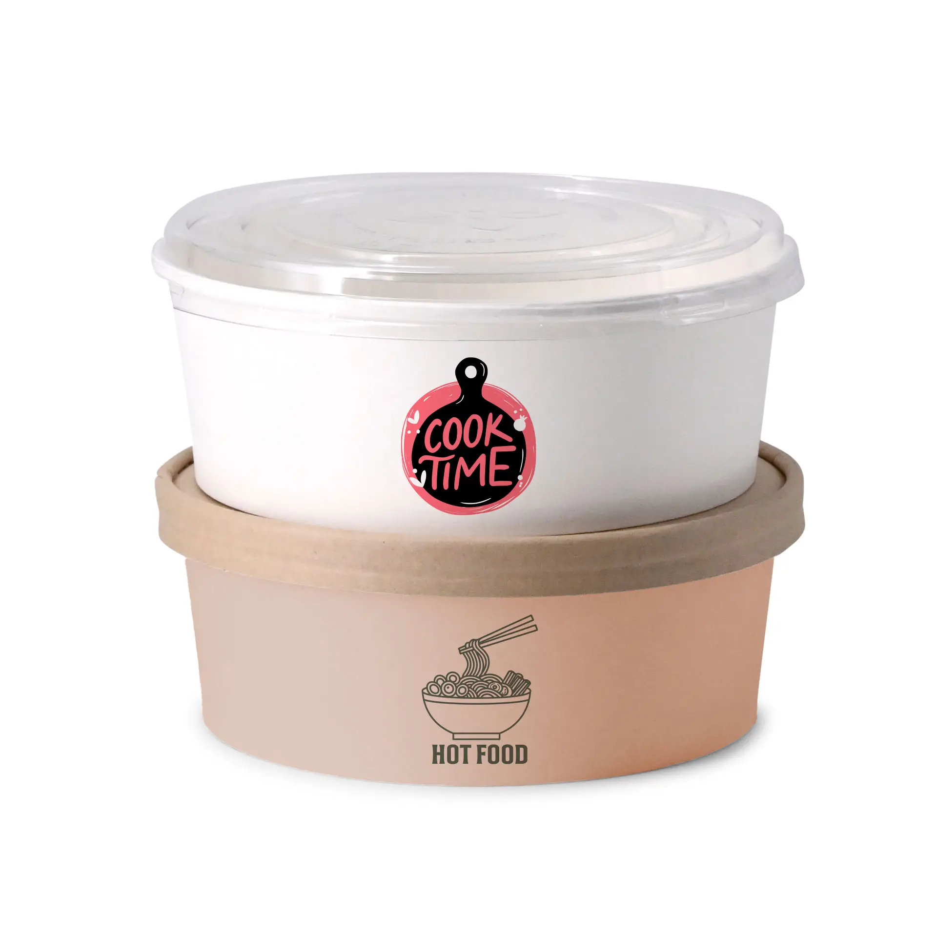 Ciotole per insalata personalizzate / Bowls stampate, 1000 ml, Ø 185 mm, bianco, con rivestimento PLA