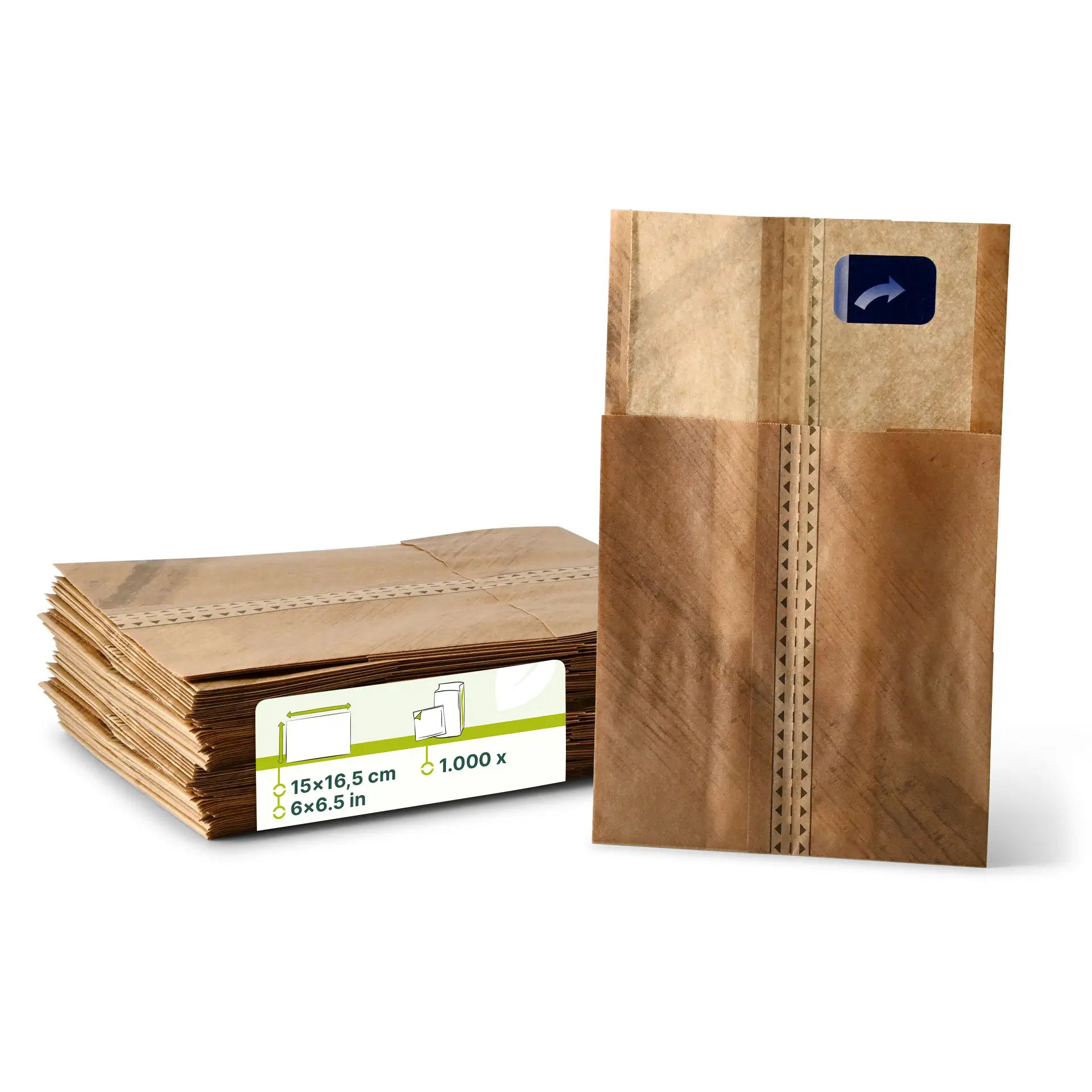 Burgertaschen aus Papier 15 x 16,5 cm, braun, Klebeverschluss