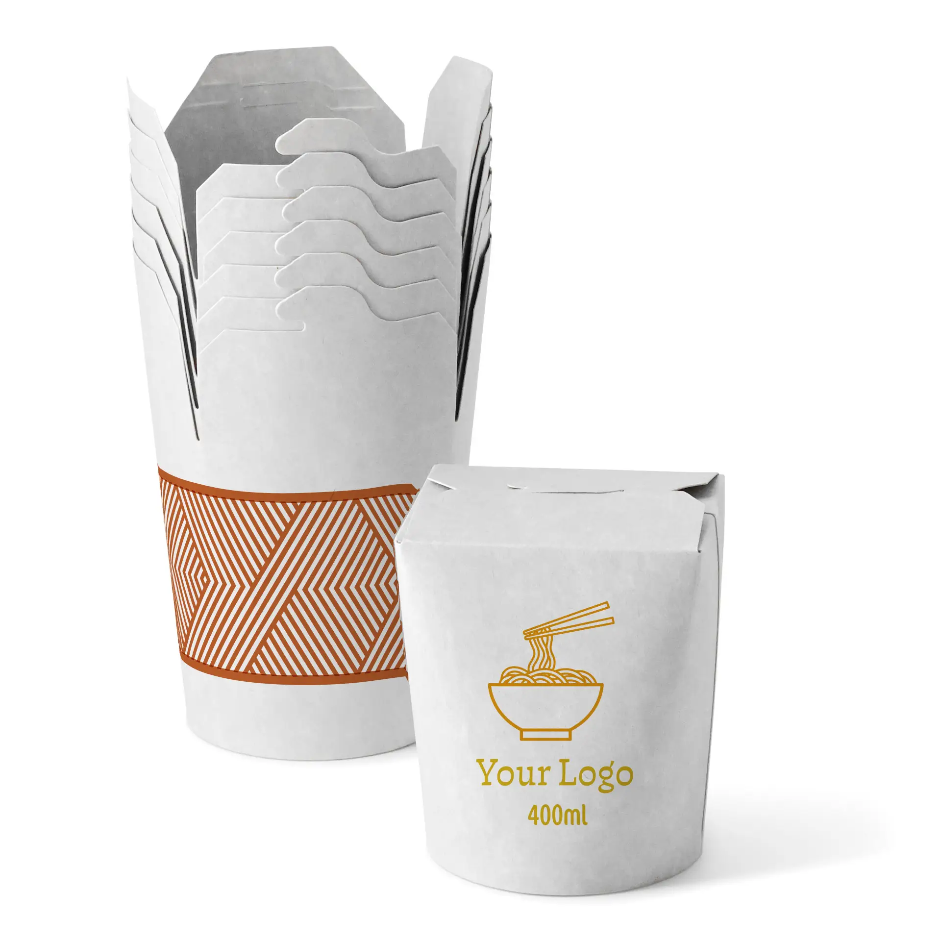 Scatole noodles personalizzate, 400 ml, bianco, con rivestimento PLA