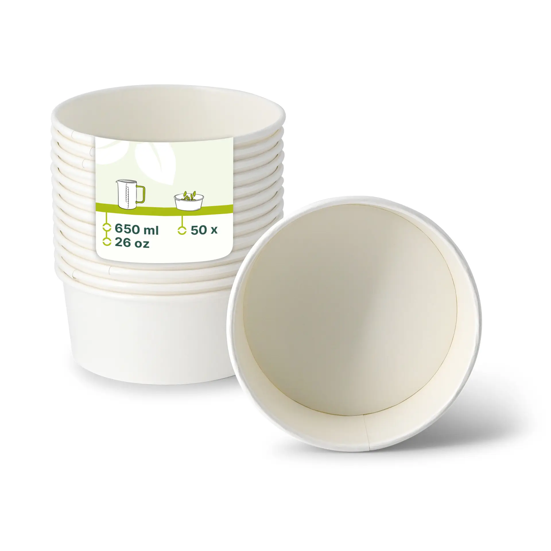 Kartonschale / Salatschale (bio-beschichtet) 650 ml, Ø 150 mm, weiß