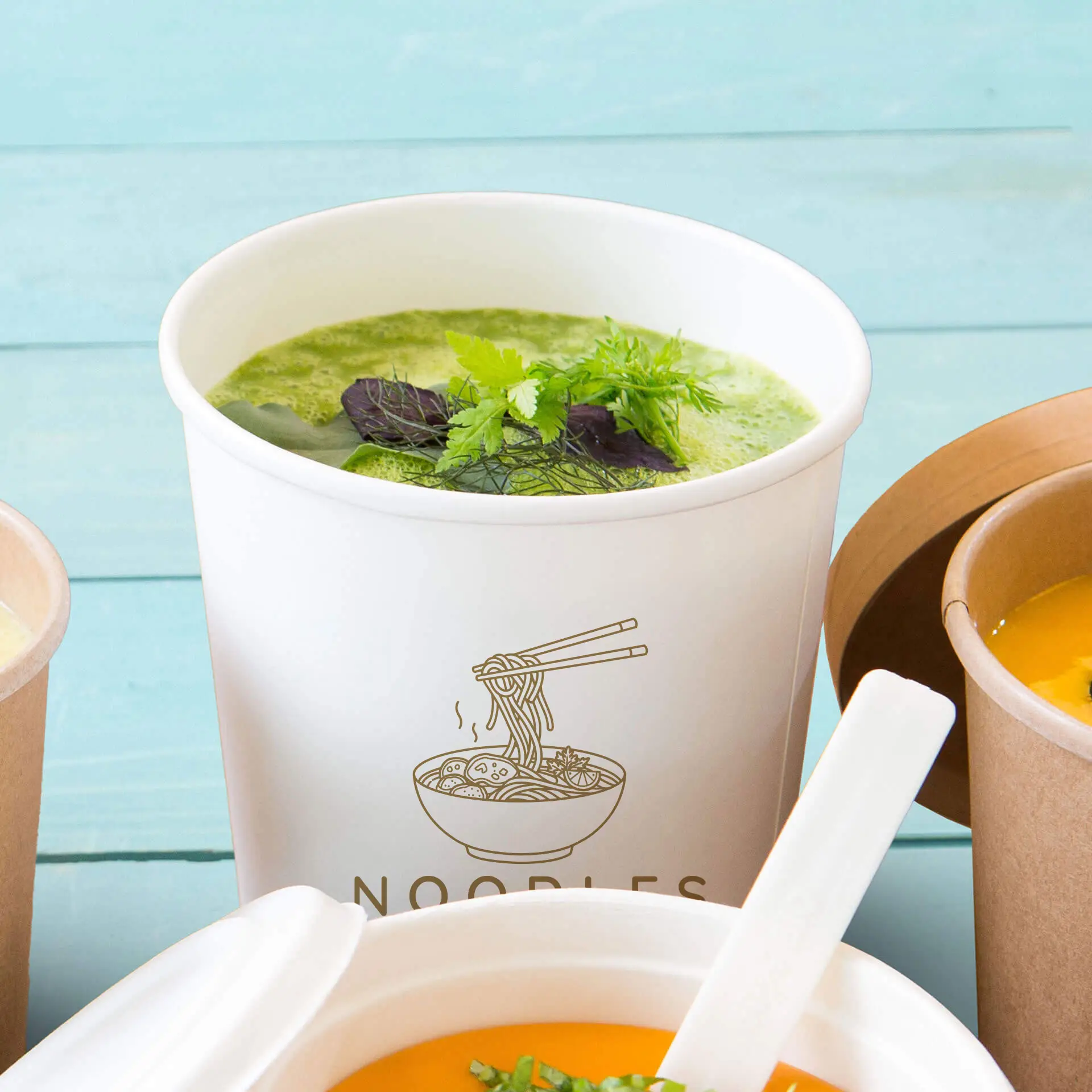 Suppenbecher to go bedruckt, 800 ml, Ø 115 mm, weiß, PLA-beschichtet