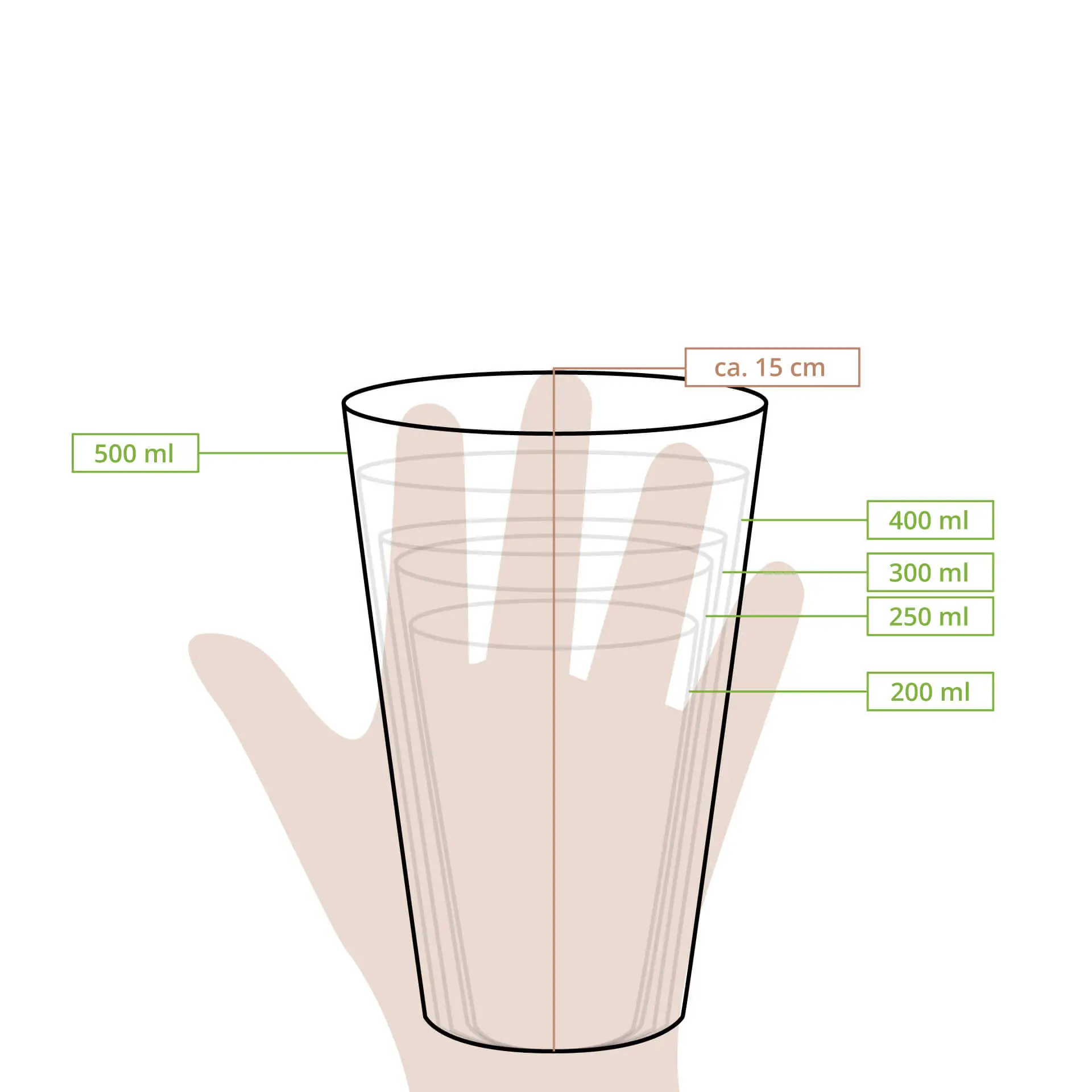 Bicchiere biodegradabile da 20 oz in PLA; dimensioni e dettagli etichettati in più lingue.
