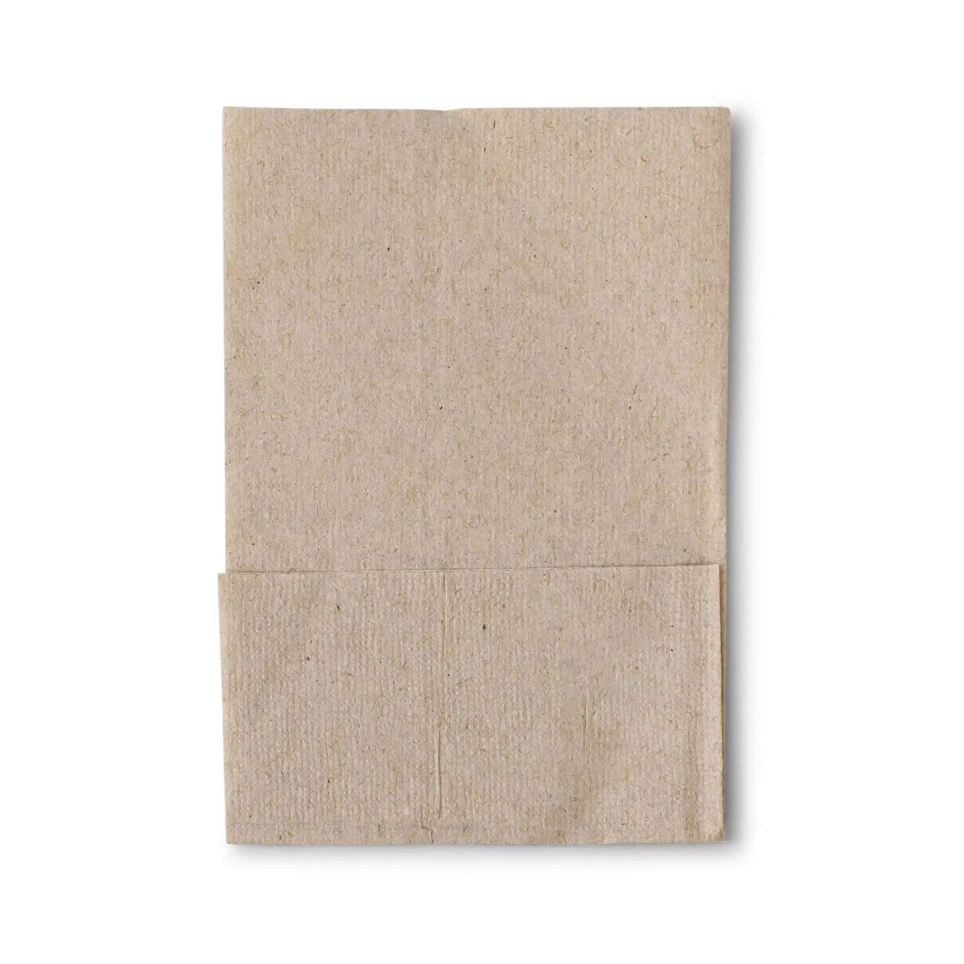 Tovagliolo rettangolare non sbiancato in rPaper, misura 12 x 8,5 cm, con simbolo che indica materiale riciclato.
