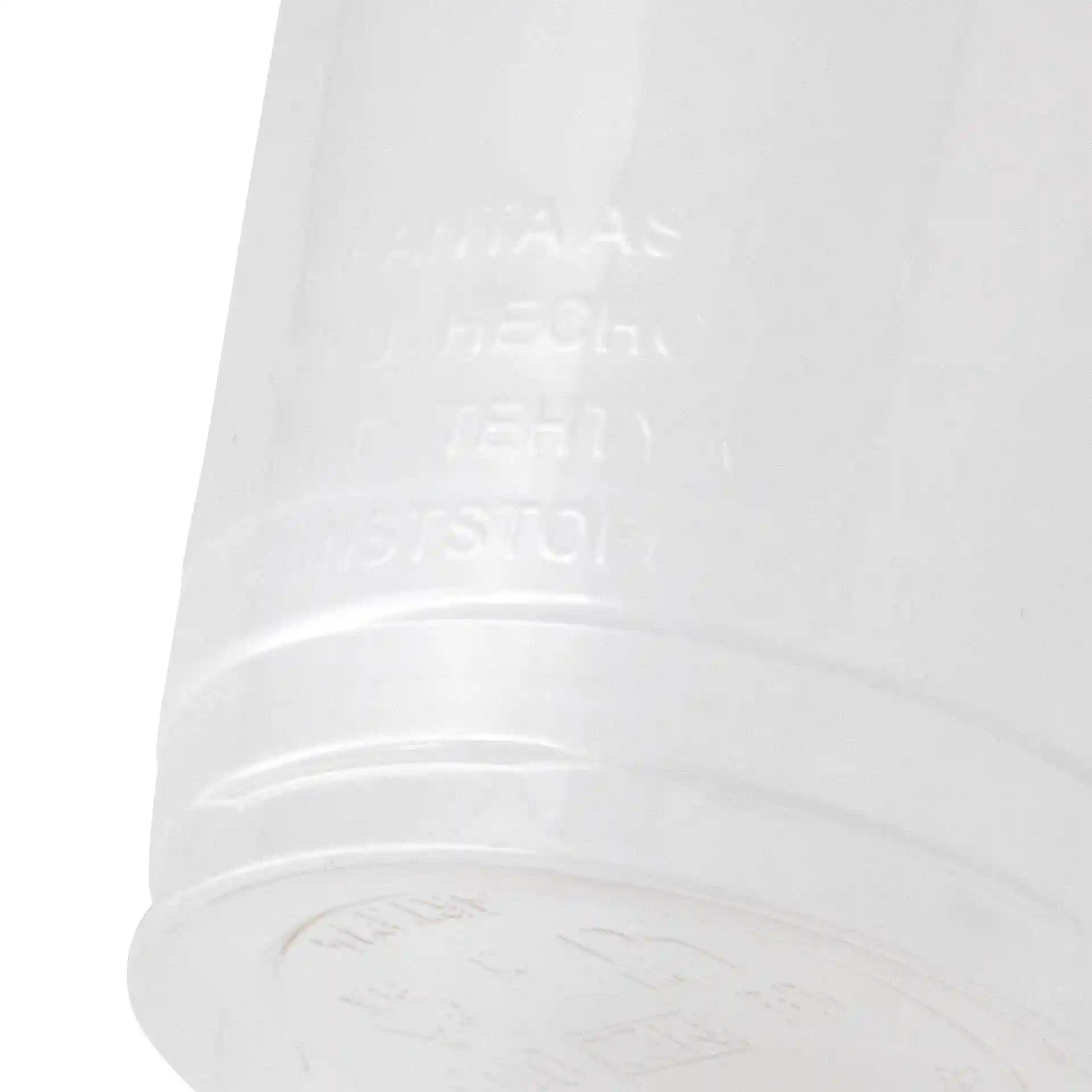 Bicchiere trasparente da 16 oz in PLA, mostra il fondo con segni e una superficie liscia.