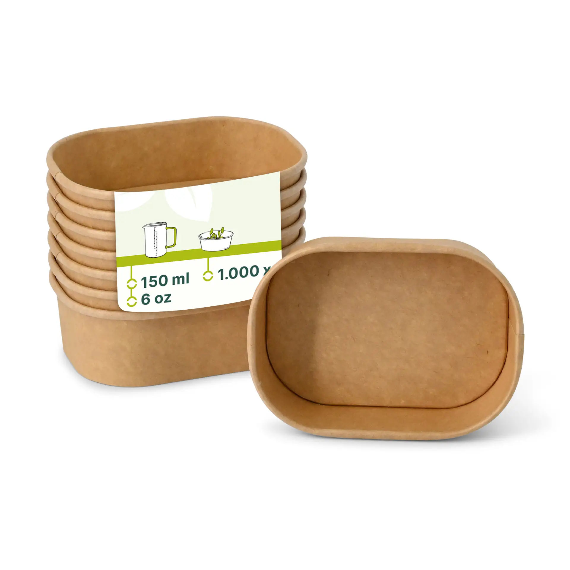 Verpackungsbecher 150 ml, 11 x 8 x 3,5 cm, braun, rechteckig