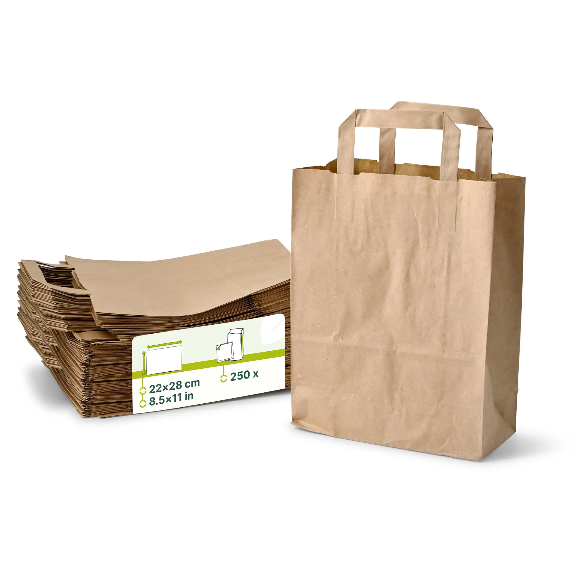 Tragetaschen aus Recyclingpapier M, 22 x 10 x 28 cm, braun                              