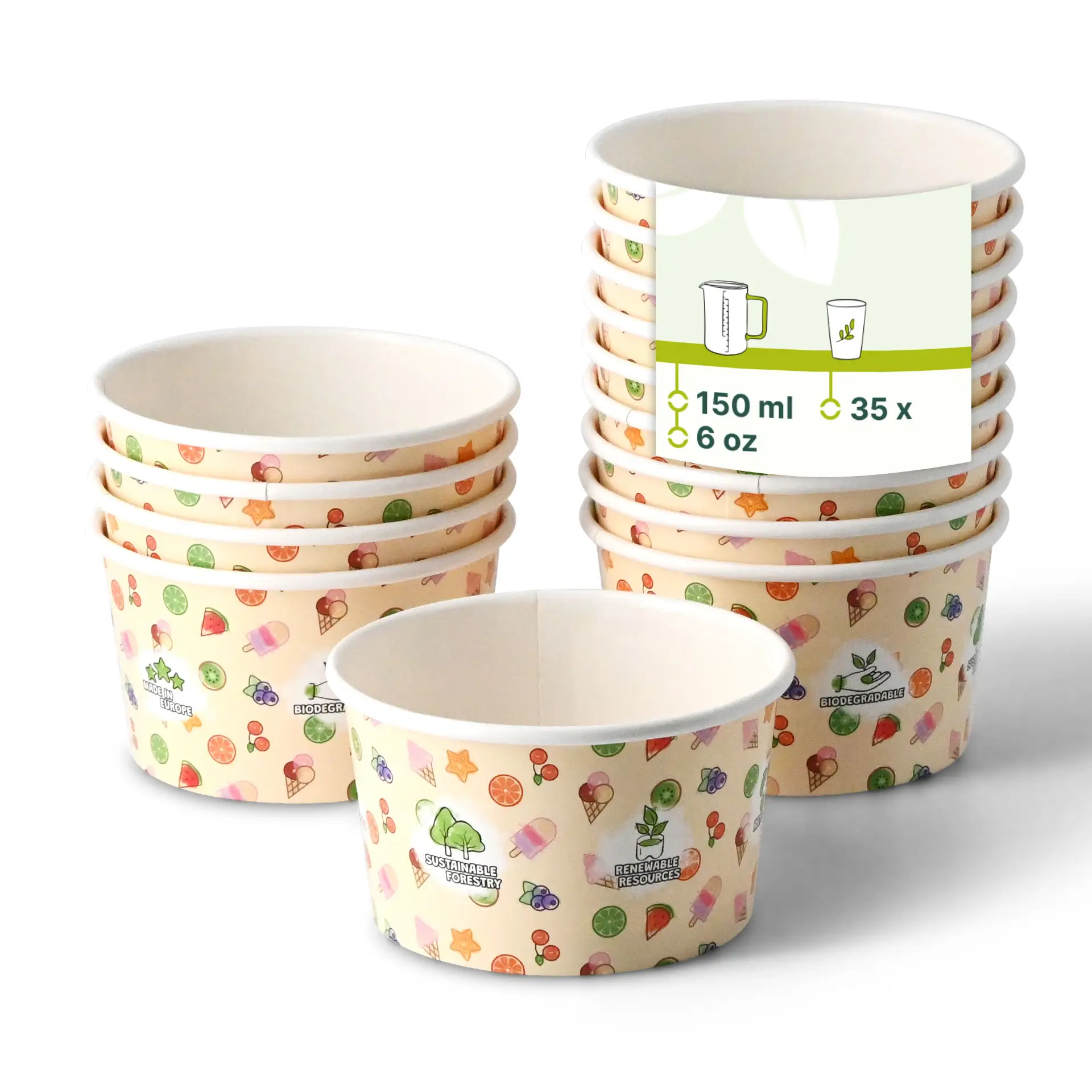 Papp-Eisbecher 150 ml / 6 oz, gelb