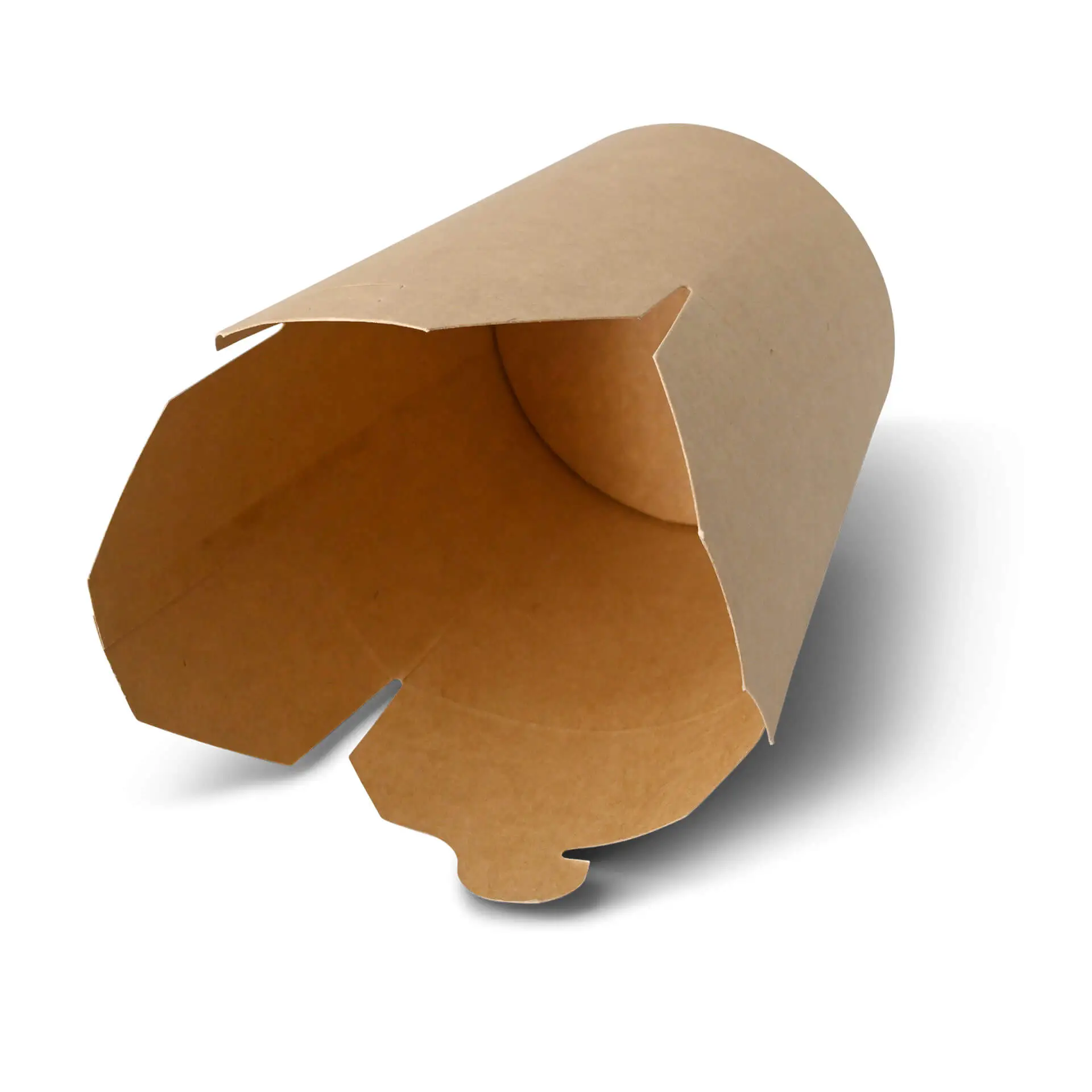 Scatola per noodles in cartone kraft marrone con rivestimento interno in PE, progettata per pasti da asporto.