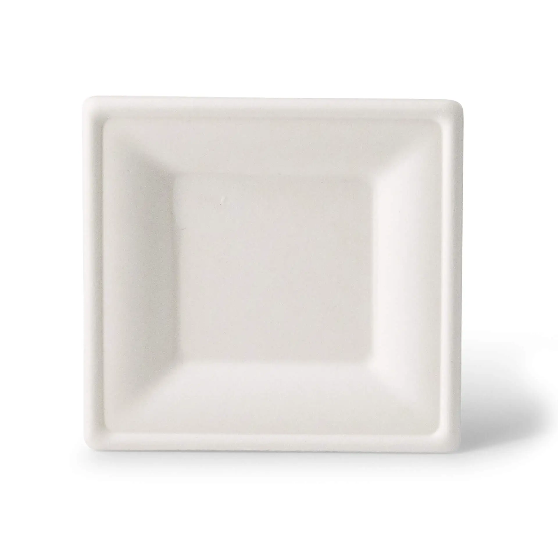 Piatto quadrato in canna da zucchero, 16 x 16 cm, adatto per piatti caldi e freddi, realizzato in materiale bagassa biodegradabile.