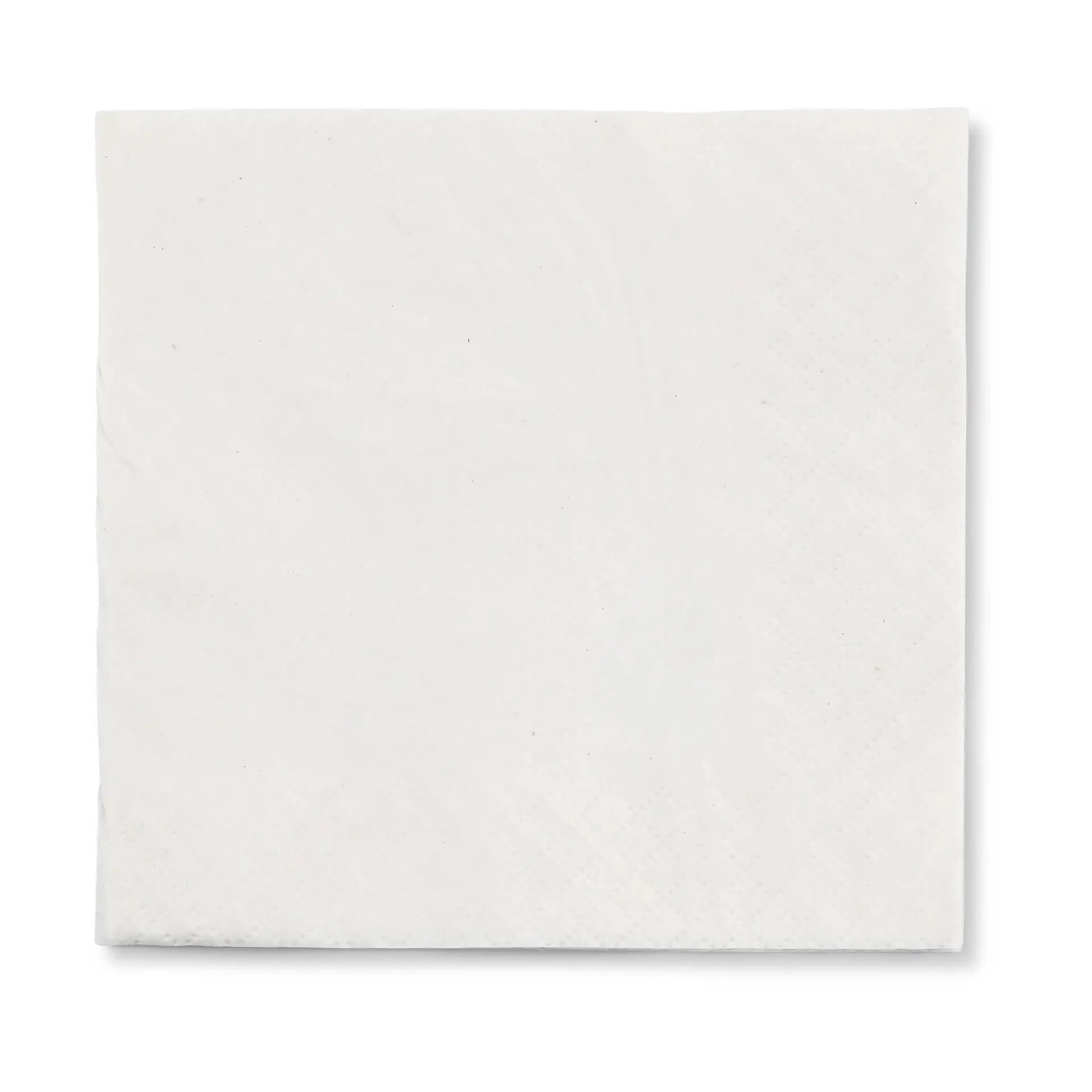 Tovagliolo da cocktail quadrato bianco, 24 x 24 cm, 2 veli, con simbolo di riciclaggio nero e testo in un angolo.