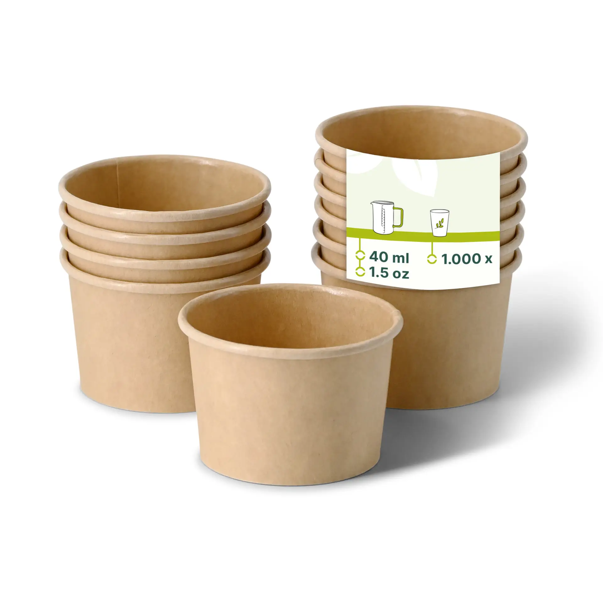 Portionsbecher aus Karton (beschichtet) 40 ml, Ø 62 mm, braun