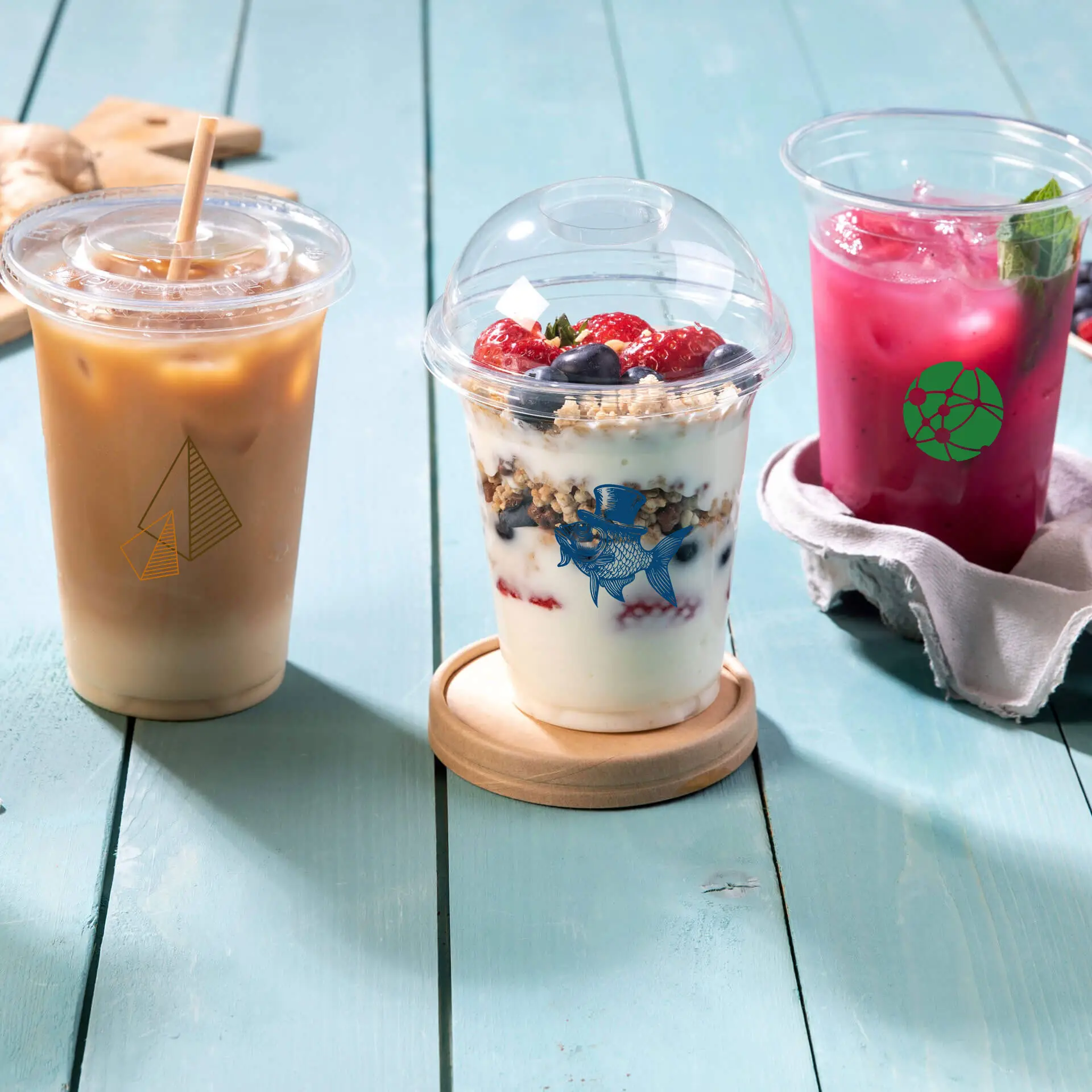 Bicchieri di plastica personalizzati 300 ml / 12 oz, trasparenti, PLA