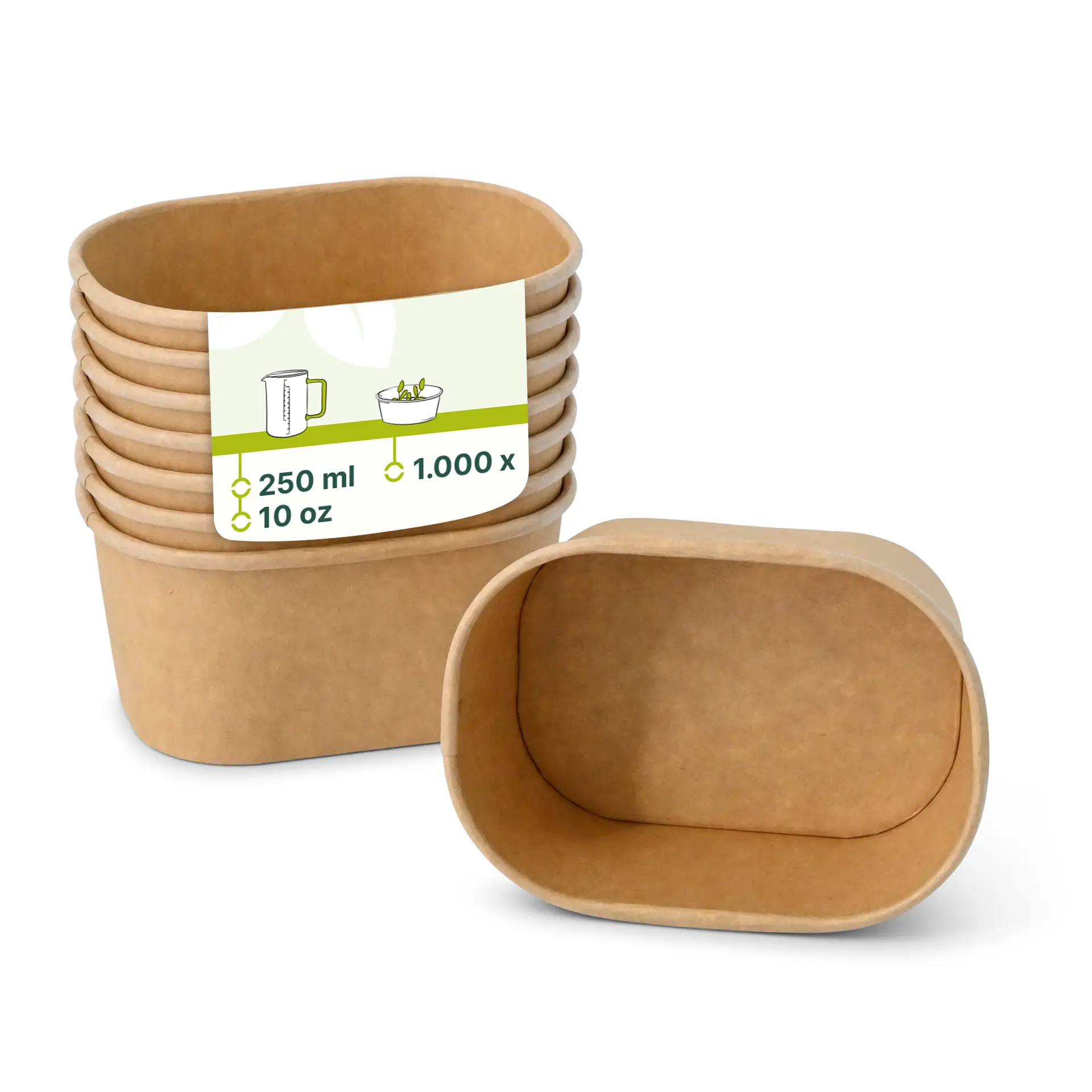 Verpackungsbecher 250 ml, 11 x 8 x 5 cm, braun, rechteckig