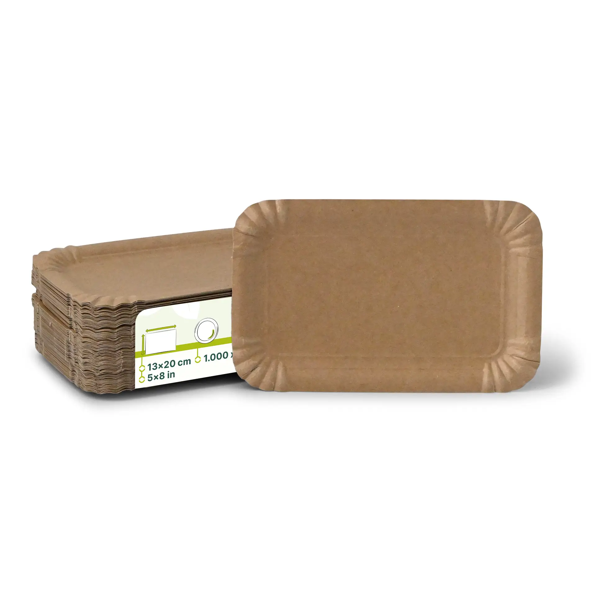 Pappteller 13 x 20 cm, braun, rechteckig
