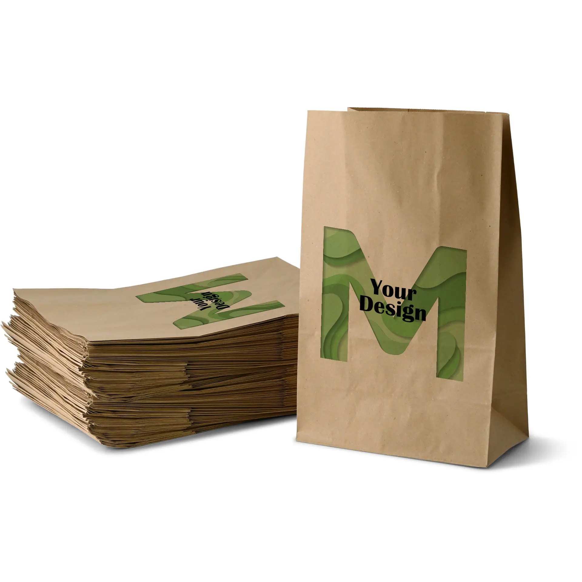 Papiertaschen bedrucken (ohne Henkel), M - 22 x 12 x 36 cm, braun