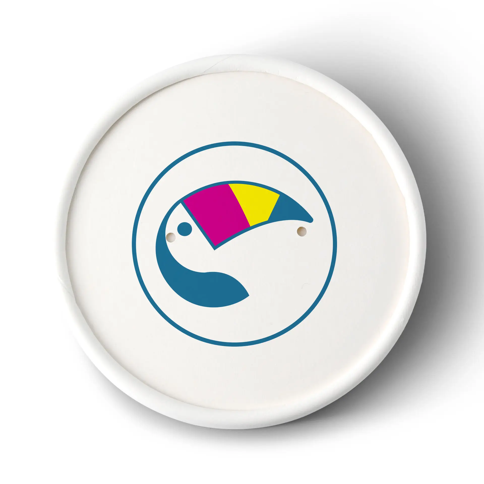 Bedruckte Membrandeckel für Suppenbecher, ⌀ 90 mm, weiß, PE-beschichtet