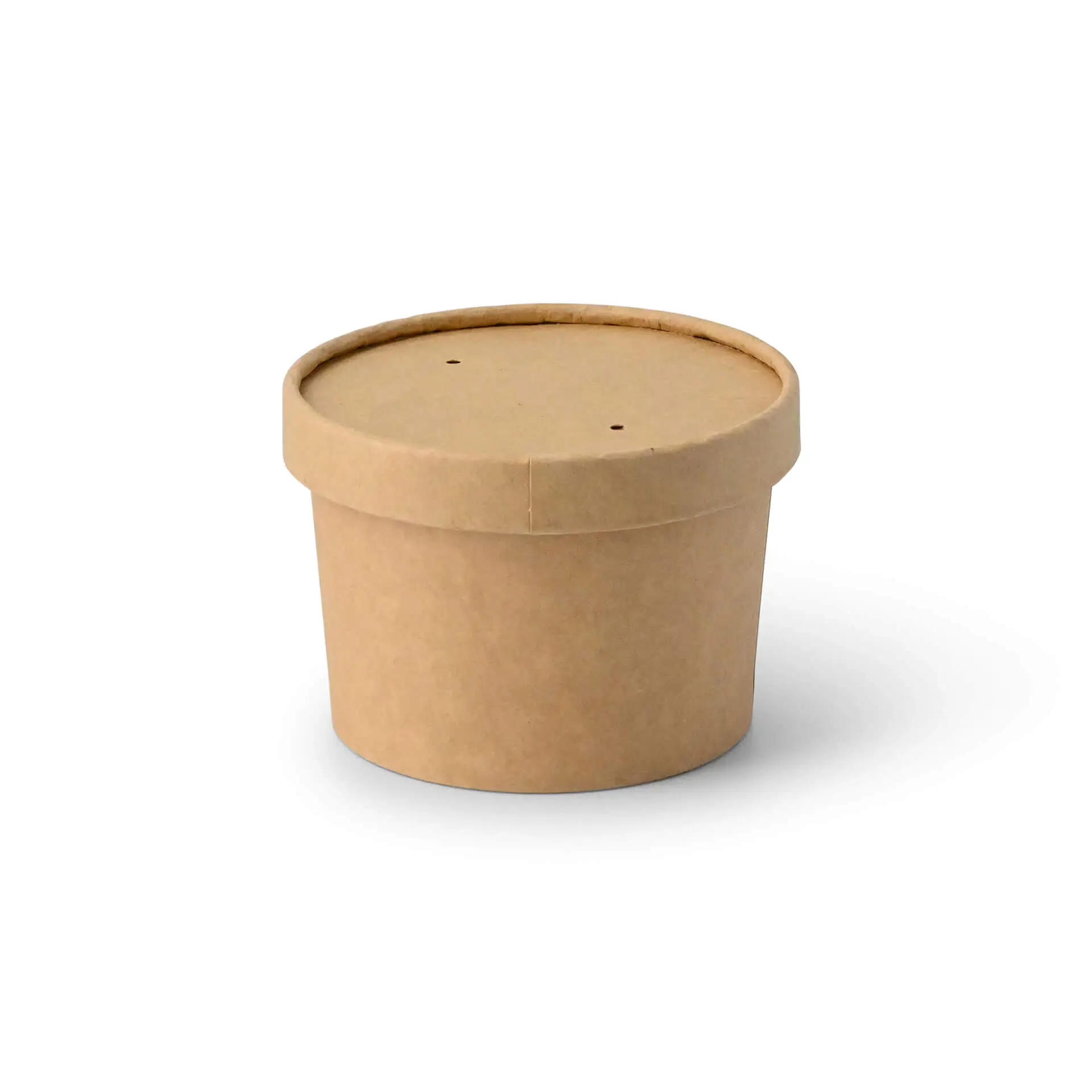 Cup in carta marrone per gelato, capacità di 9,5 oz, con coperchio; biodegradabile e certificato FSC.