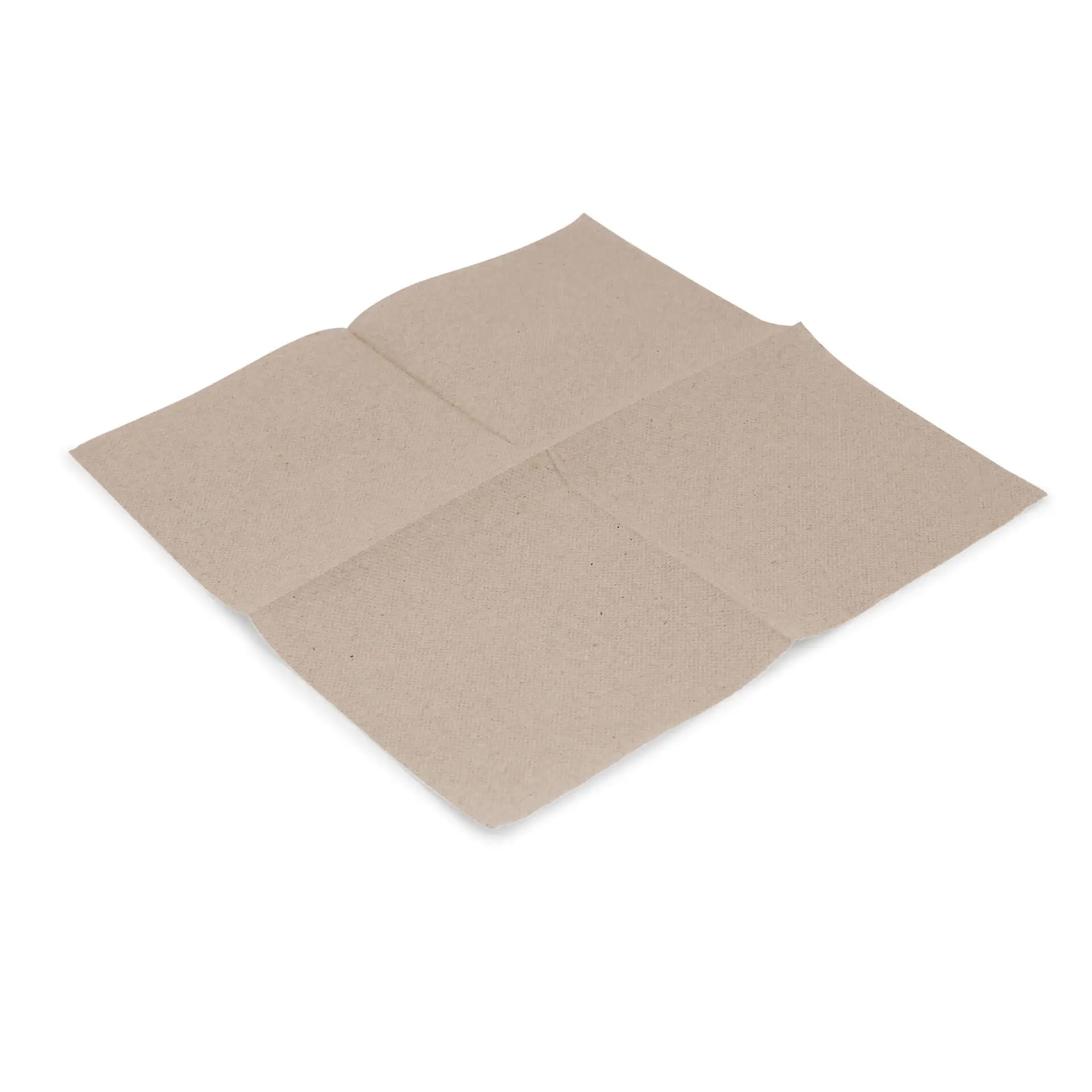 Servietta di carta quadrata, non sbiancata, 2 veli, riciclata, 25 x 25 cm, piegata in quarti.