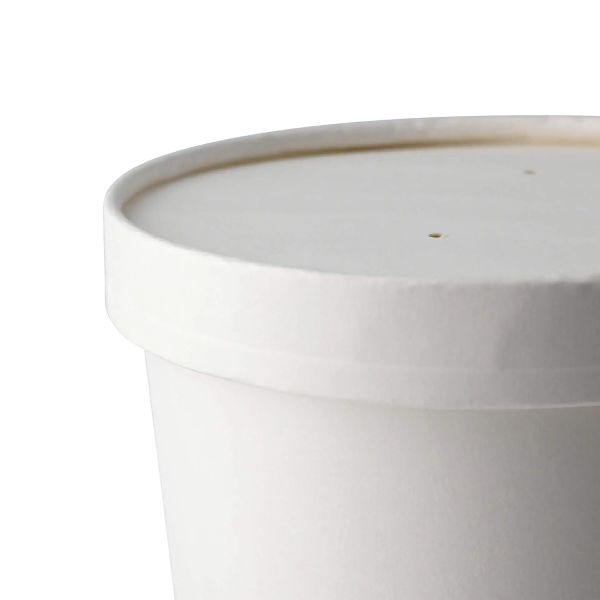 Coperchio in membrana di cartone, diametro 115 mm, bianco, con fori per vapore; soluzione di chiusura ecologica e biodegradabile.