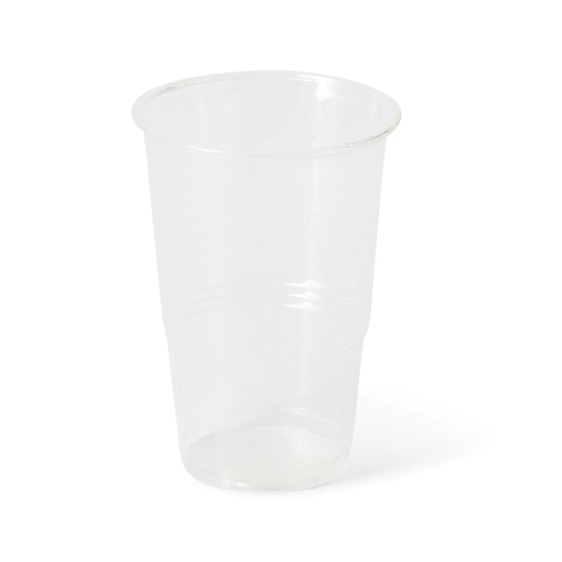 Bicchiere trasparente in plastica da 10 oz in bioplastica (PLA), progettato per servire bevande fredde.