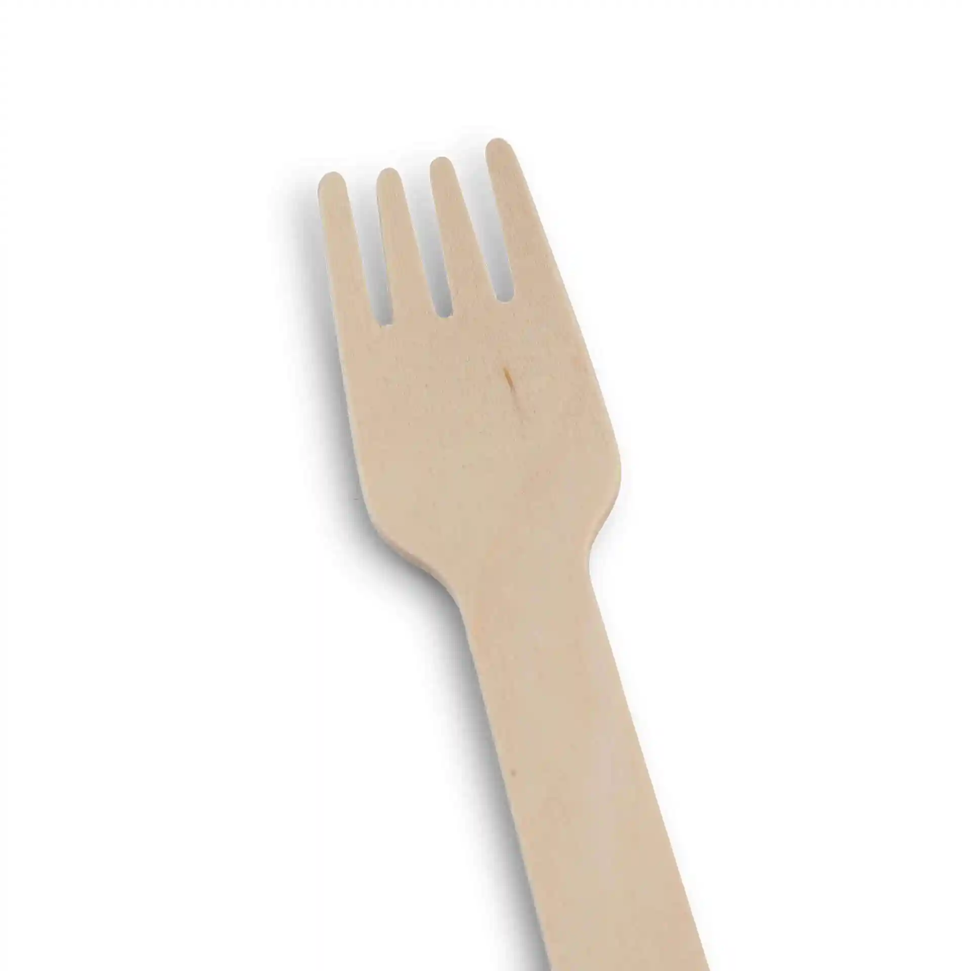 Forchetta da torta in legno, lunga 14 cm, con quattro punte, in legno marrone con finitura bio.