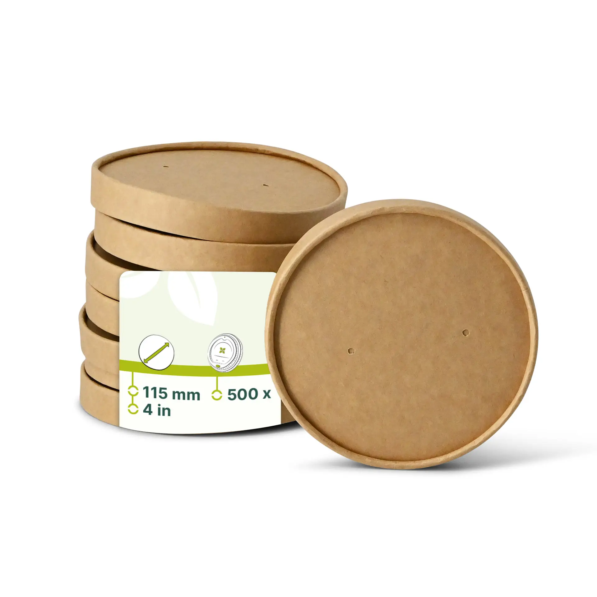 Karton-Membran-Deckel (bio-beschichtet) Ø 115 mm, braun