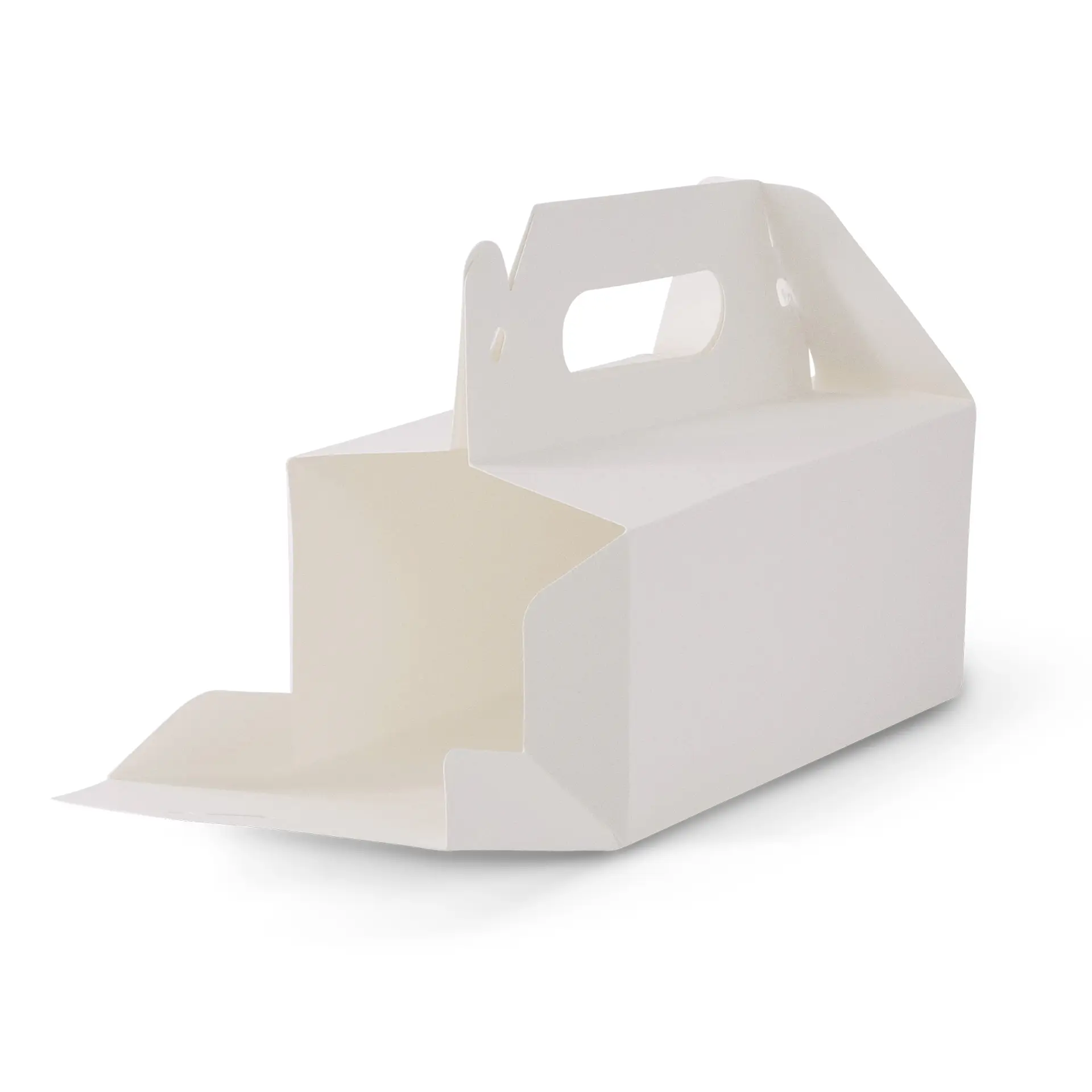 Kuchenbox aus Pappe mit Griff S, 18 x 11 x 9 cm, weiß, faltbar